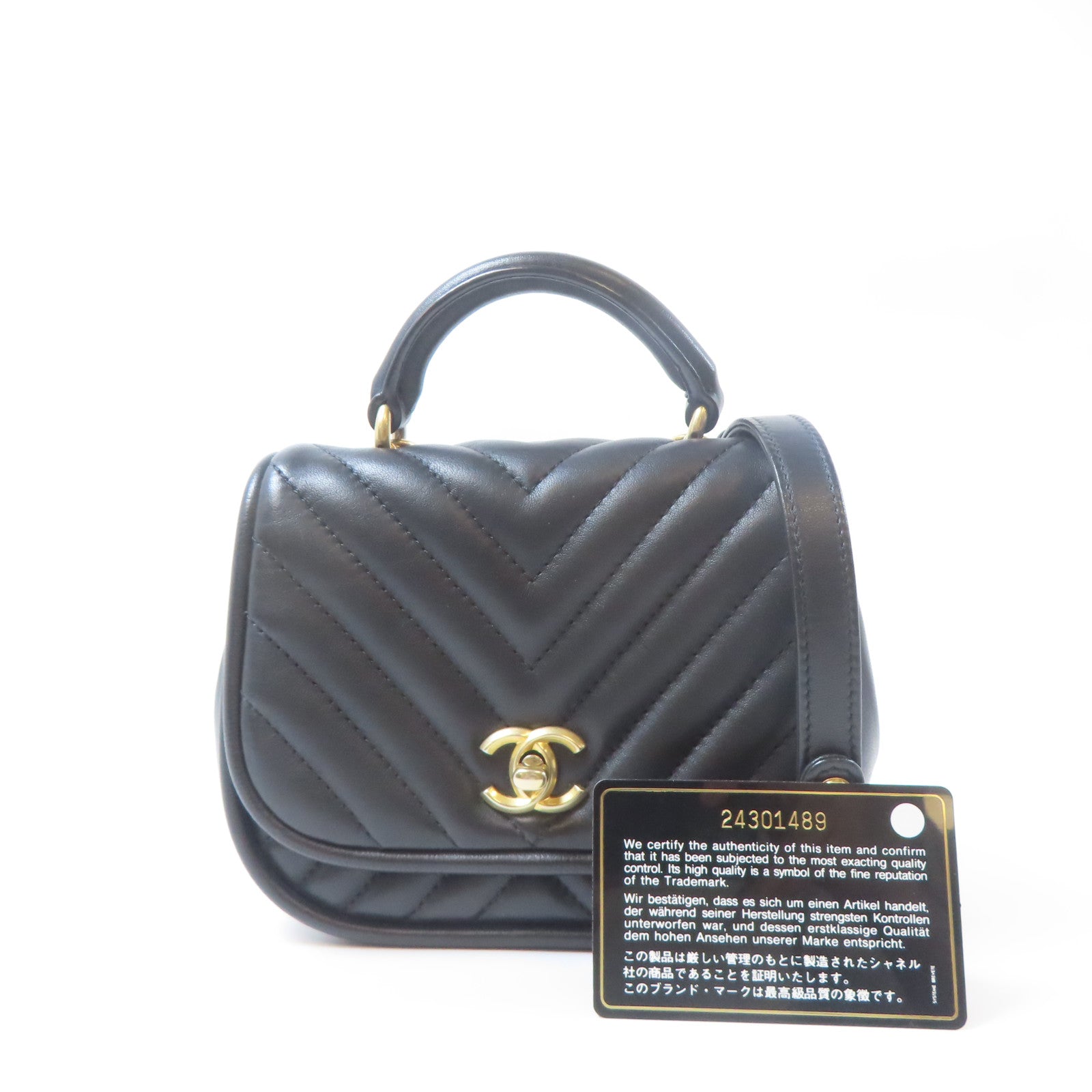 CHANEL 【激減優惠】斜紋羊皮皮革Crossbody Bag金扣鏈帶手挽肩背兩用袋黑色