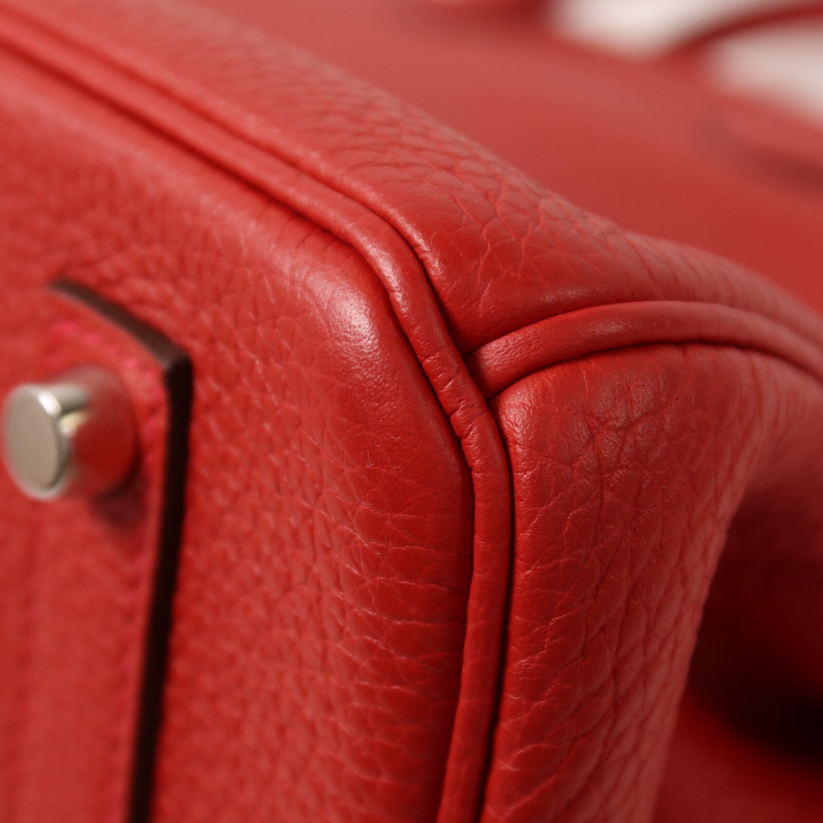 HERMES Clemence皮革Birkin 35手挽袋Rouge Casaque