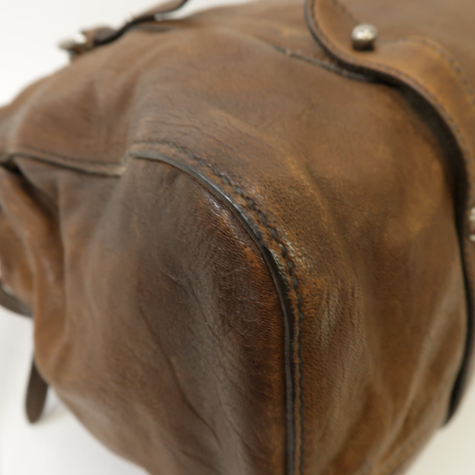 Miu Miu 牛皮皮革2way Shoulder Bag銀扣手挽肩背兩用袋棕色