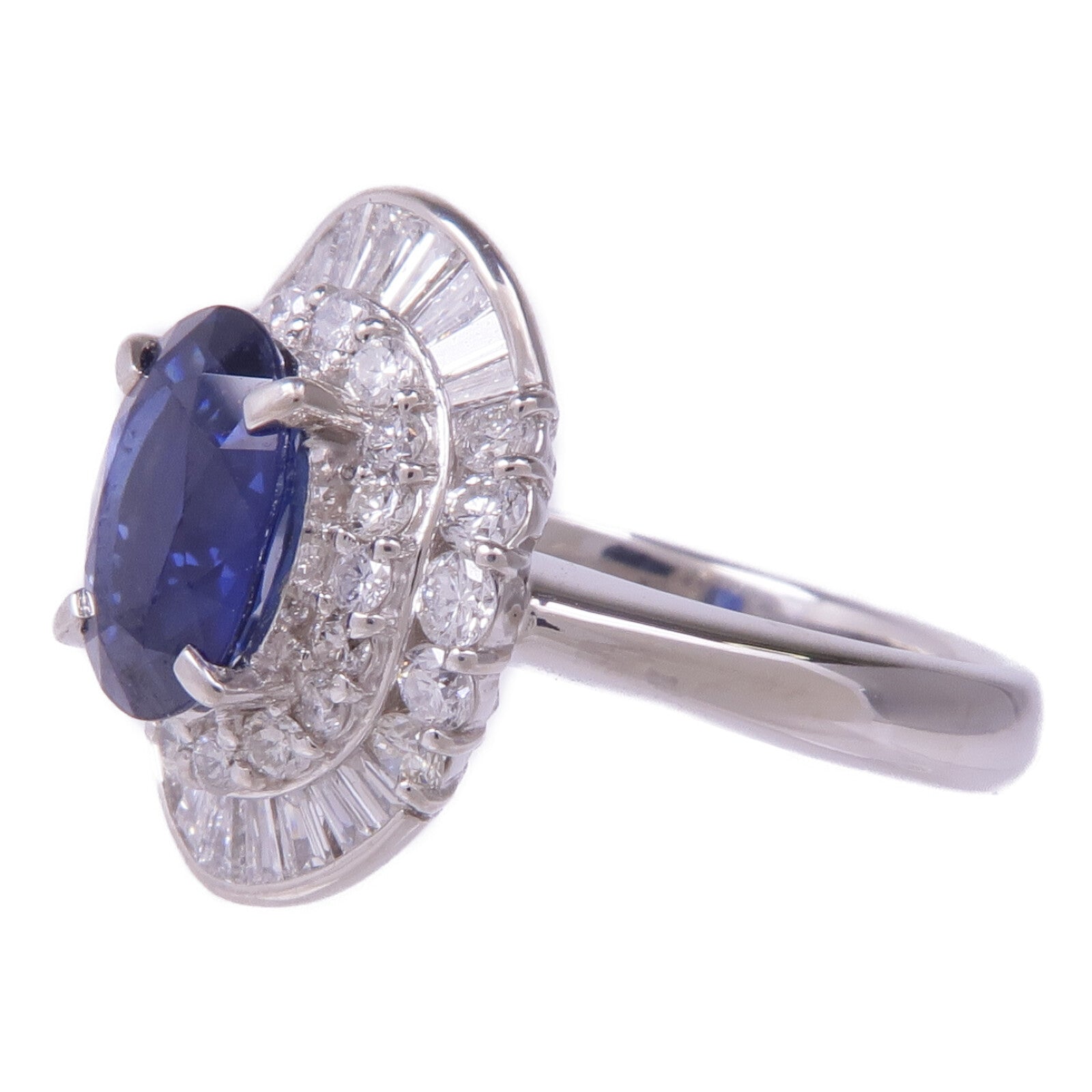 JEWELRY PT900鉑金Sapphire Diamond Ring藍寶石/鑽石戒指US#6.25