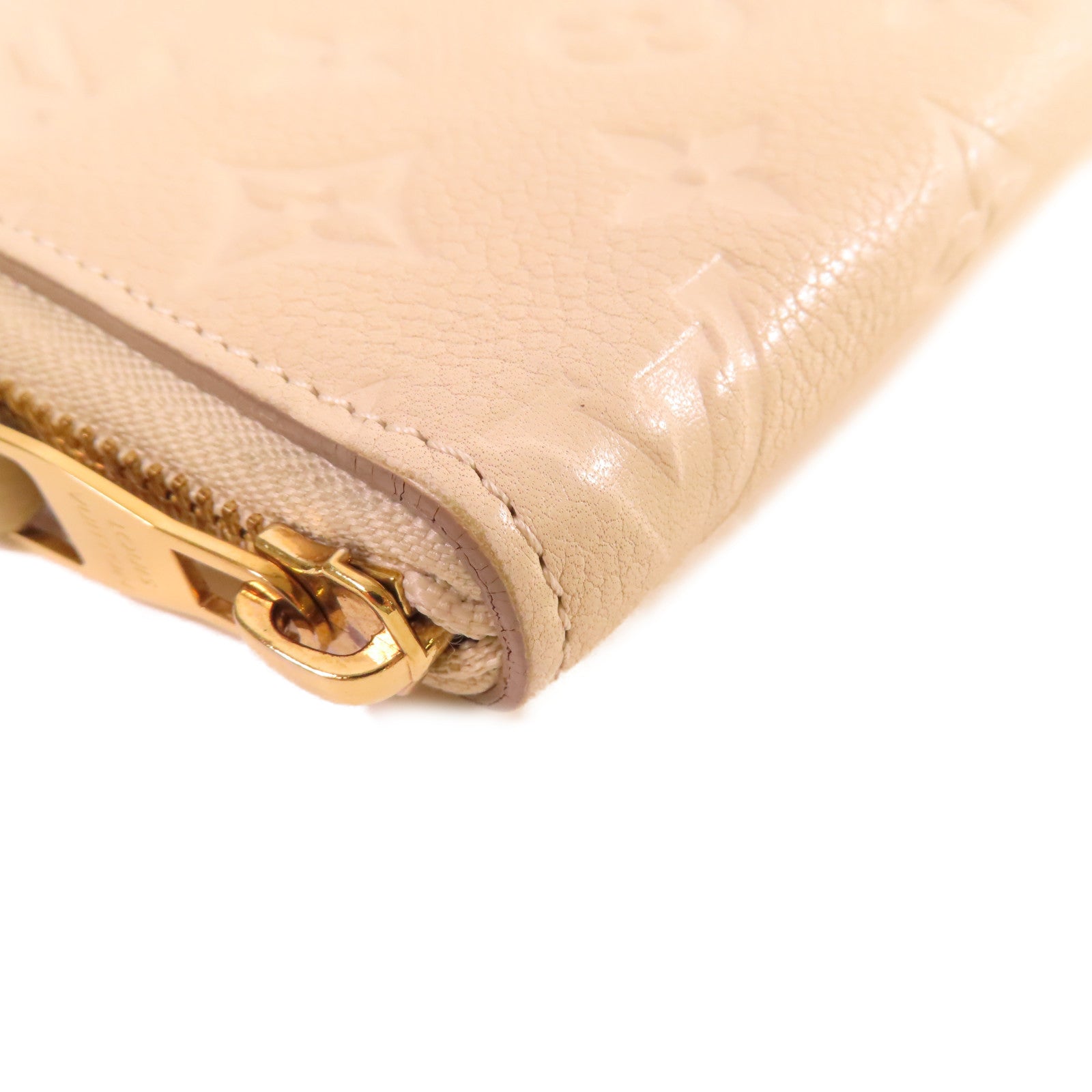 LOUIS VUITTON 【激減優惠】Monogram Empreinte Round Long Wallet金扣拉鏈長錢包杏色