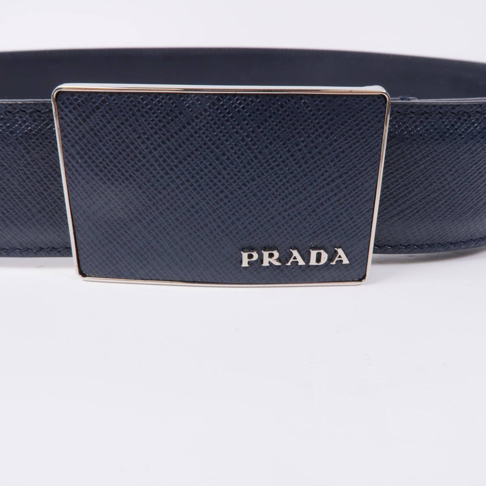 PRADA Saffiano皮革Belt銀扣皮帶