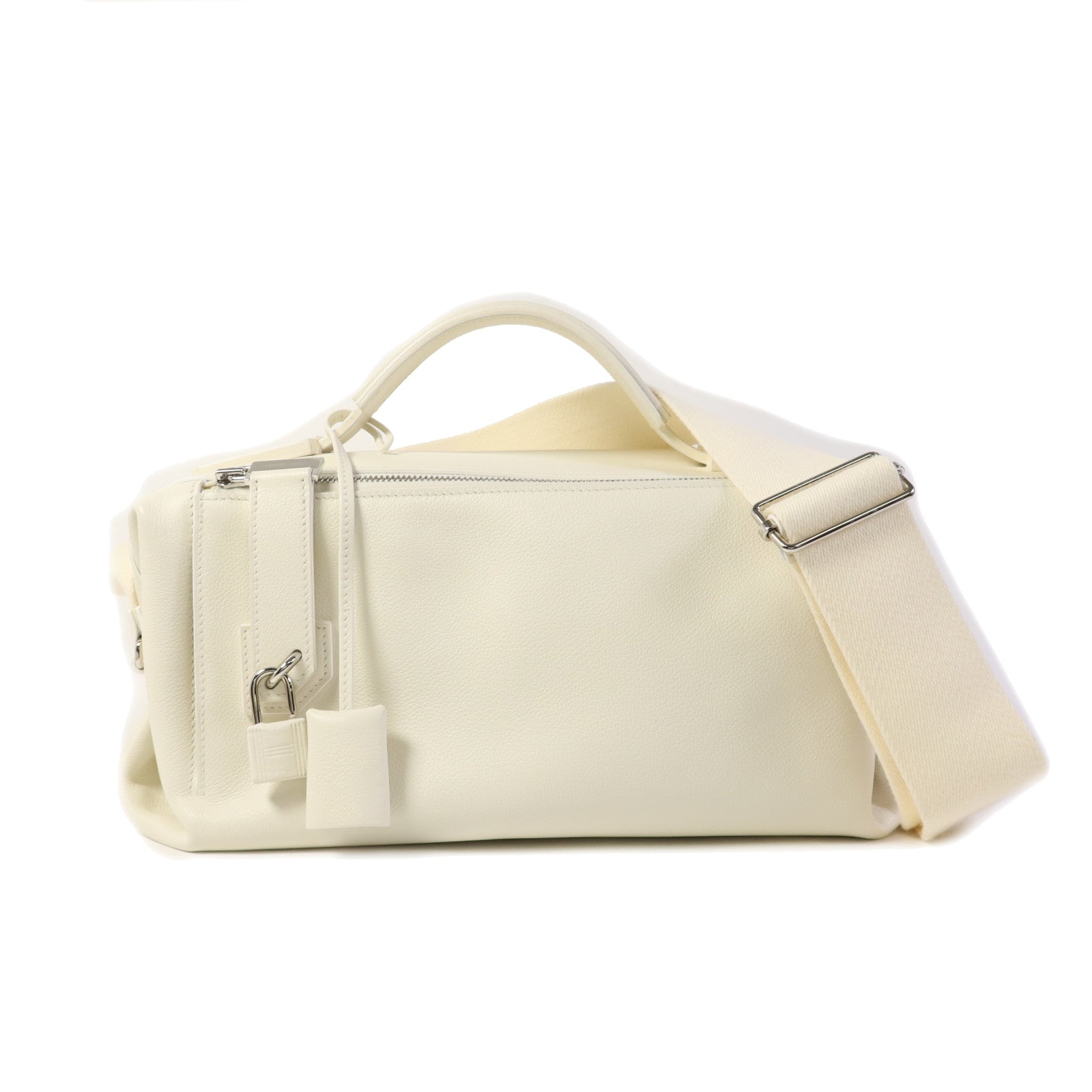 HERMES Evercolor皮革Emile 30銀扣肩背袋Blanc