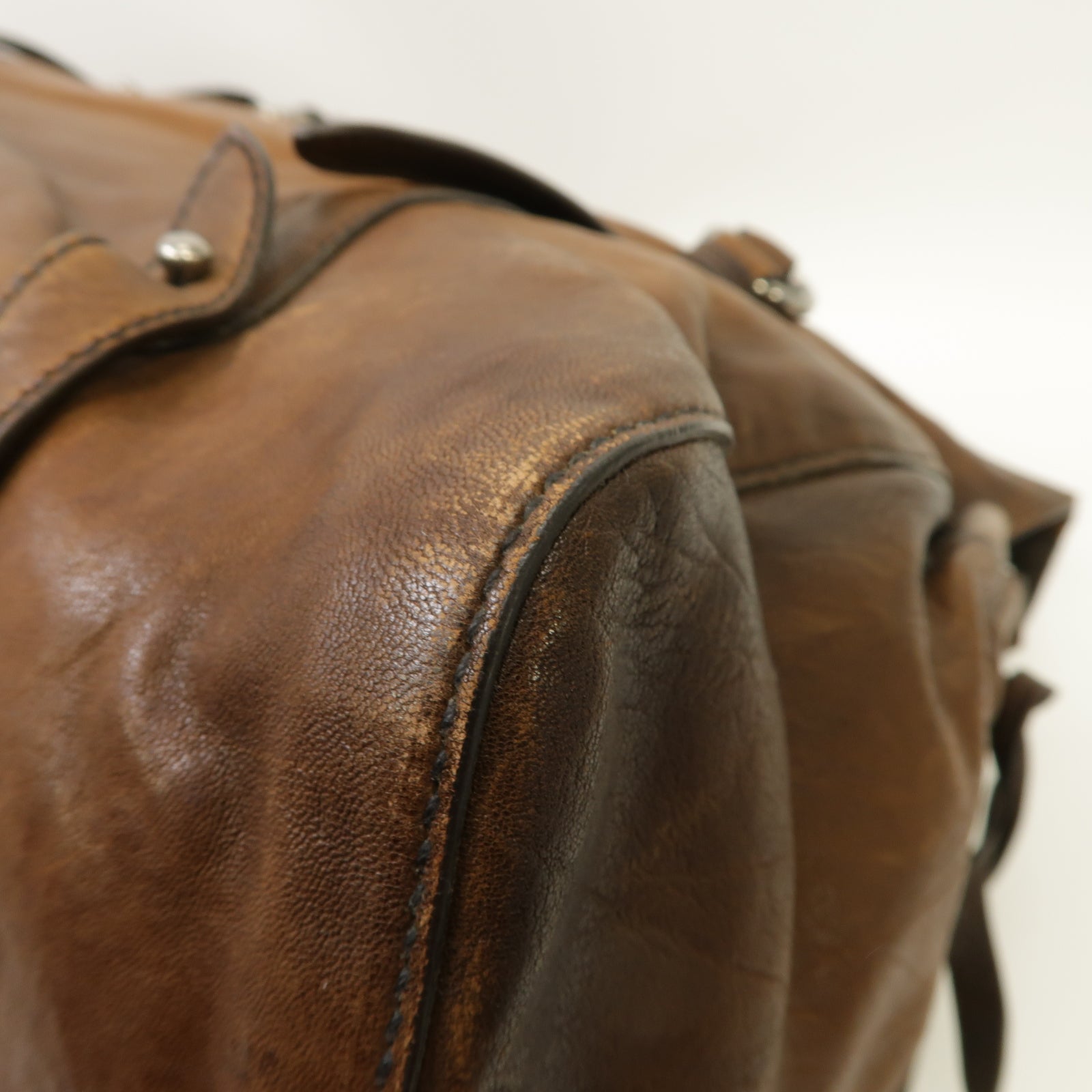 Miu Miu 牛皮皮革2way Shoulder Bag銀扣手挽肩背兩用袋棕色