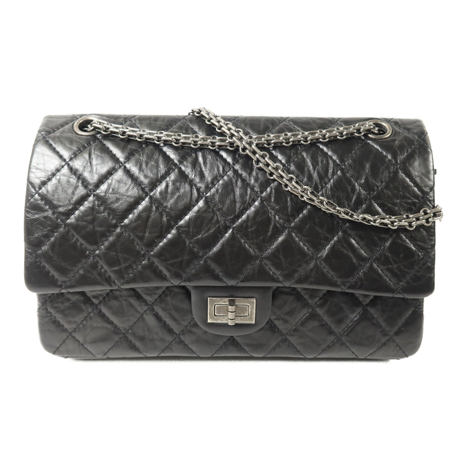 CHANEL 牛皮皮革2.55 28cm鏈帶手挽肩背兩用袋