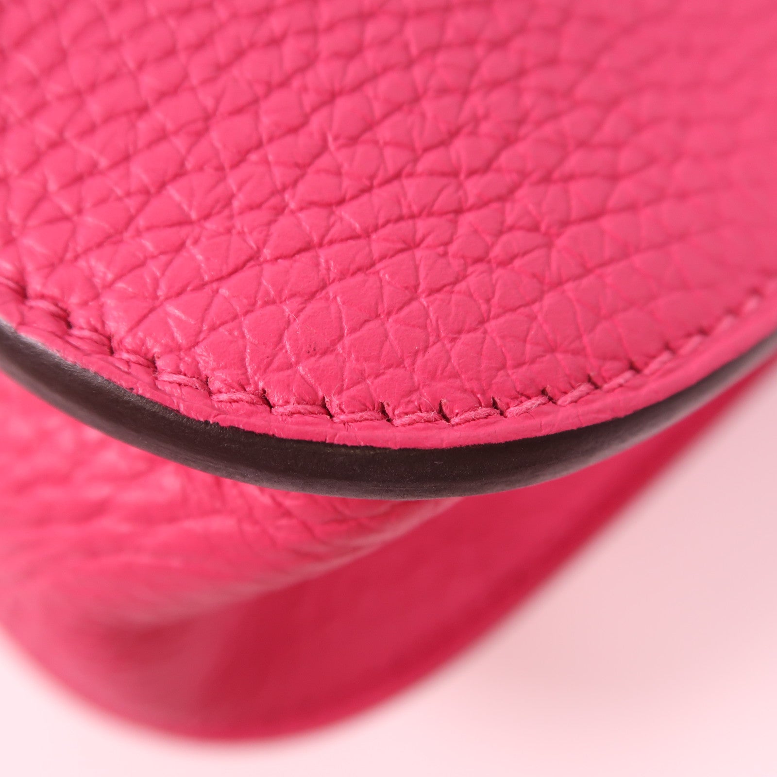 HERMES Clemence皮革Halzan 25銀扣手挽肩背兩用袋Framboise