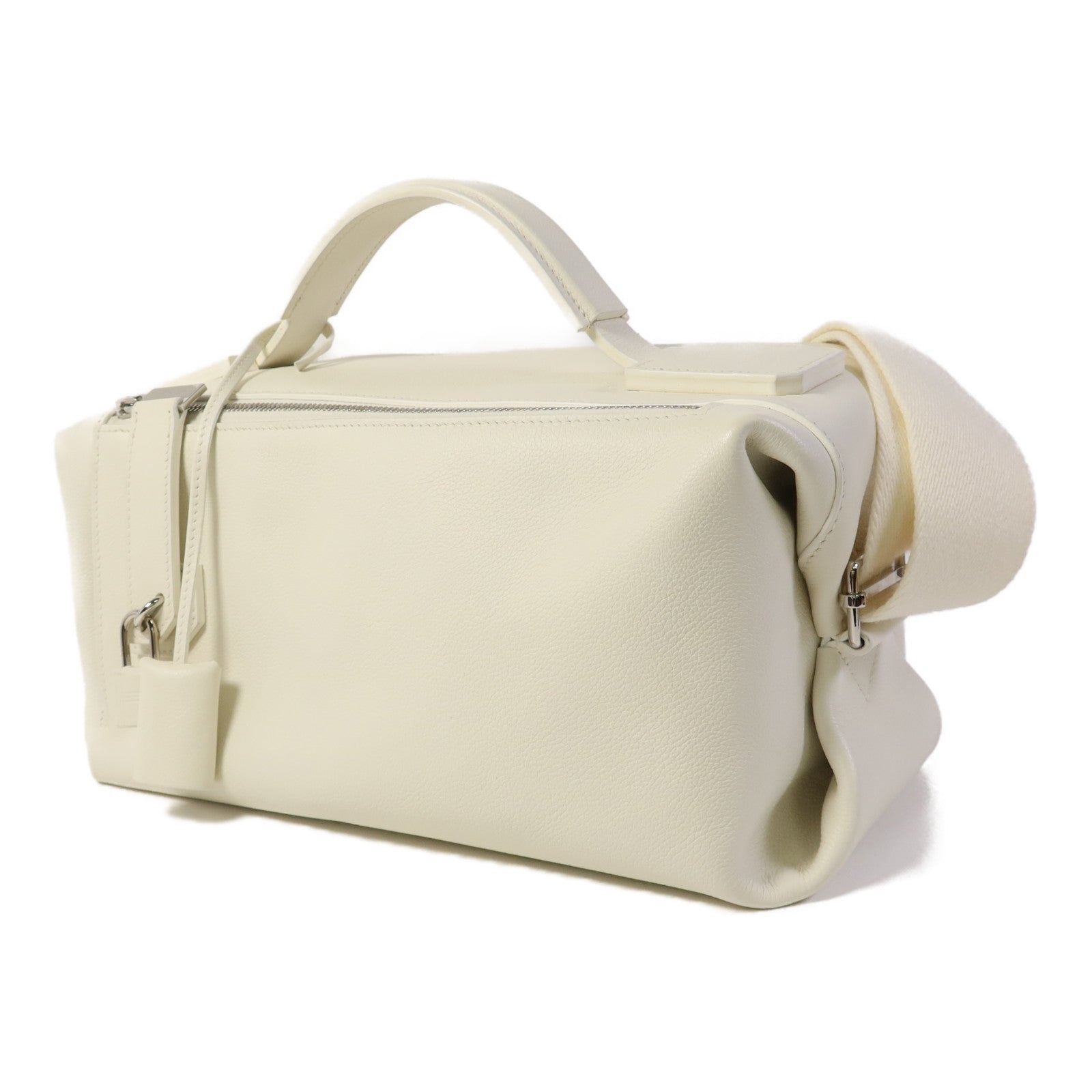HERMES Evercolor皮革Emile 30銀扣肩背袋Blanc