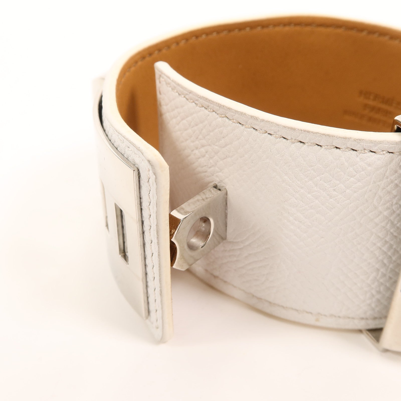 HERMES Epsom皮革Collier De Chien Bracelet手帶Blanc
