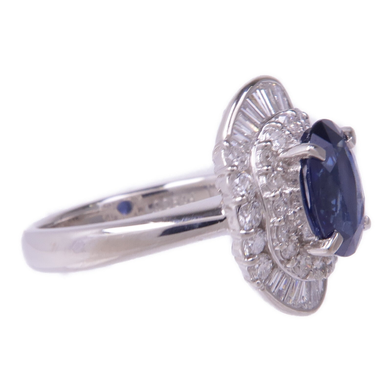 JEWELRY PT900鉑金Sapphire Diamond Ring藍寶石/鑽石戒指US#6.25