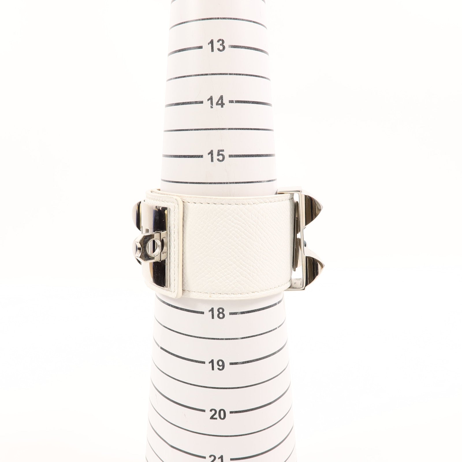 HERMES Epsom皮革Collier De Chien Bracelet手帶Blanc