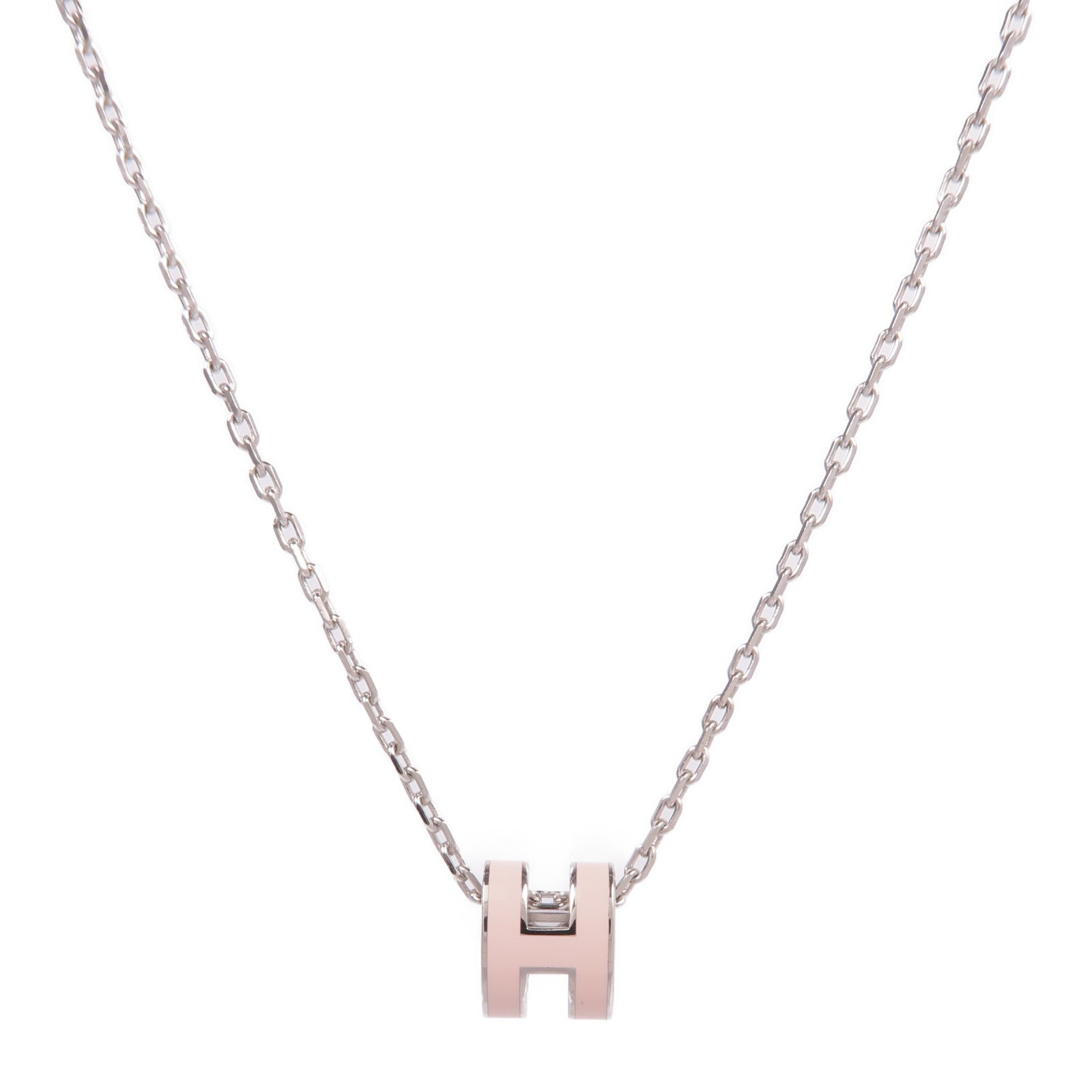 HERMES 金屬Mini Pop H Necklace項鍊Rose Sakura
