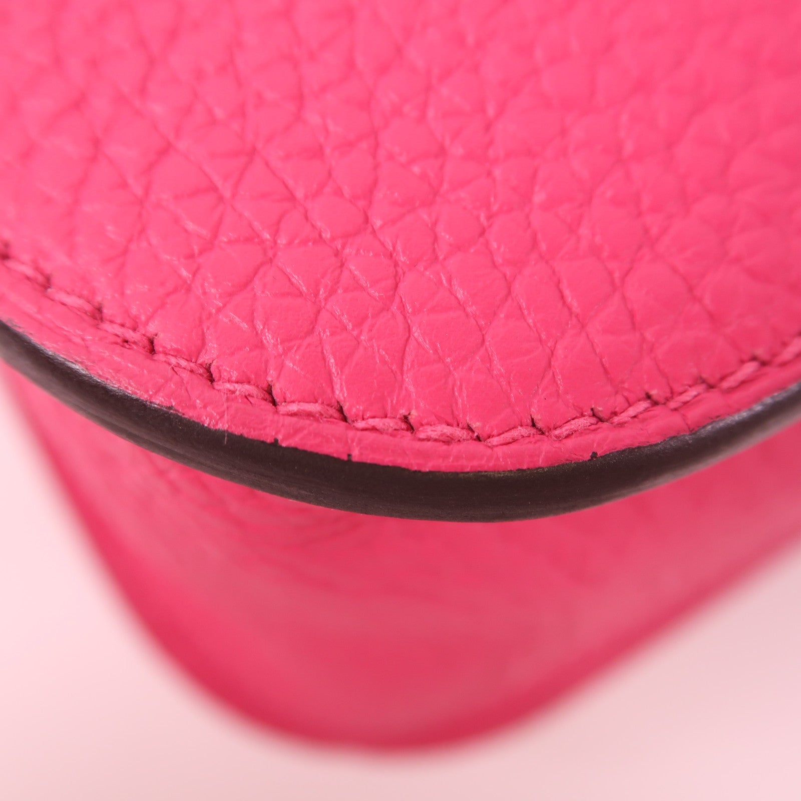 HERMES Clemence皮革Halzan 25銀扣手挽肩背兩用袋Framboise