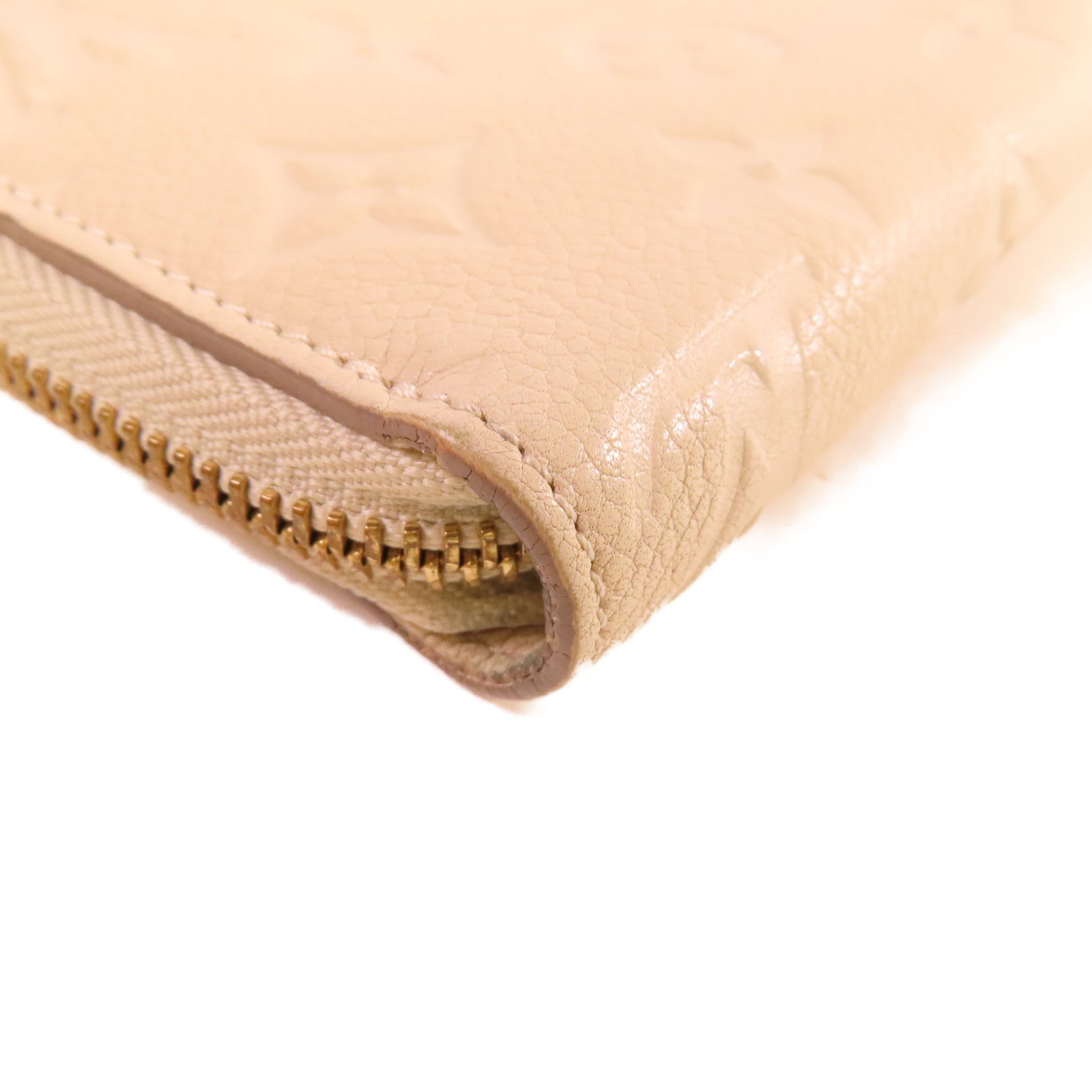 LOUIS VUITTON 【激減優惠】Monogram Empreinte Round Long Wallet金扣拉鏈長錢包杏色