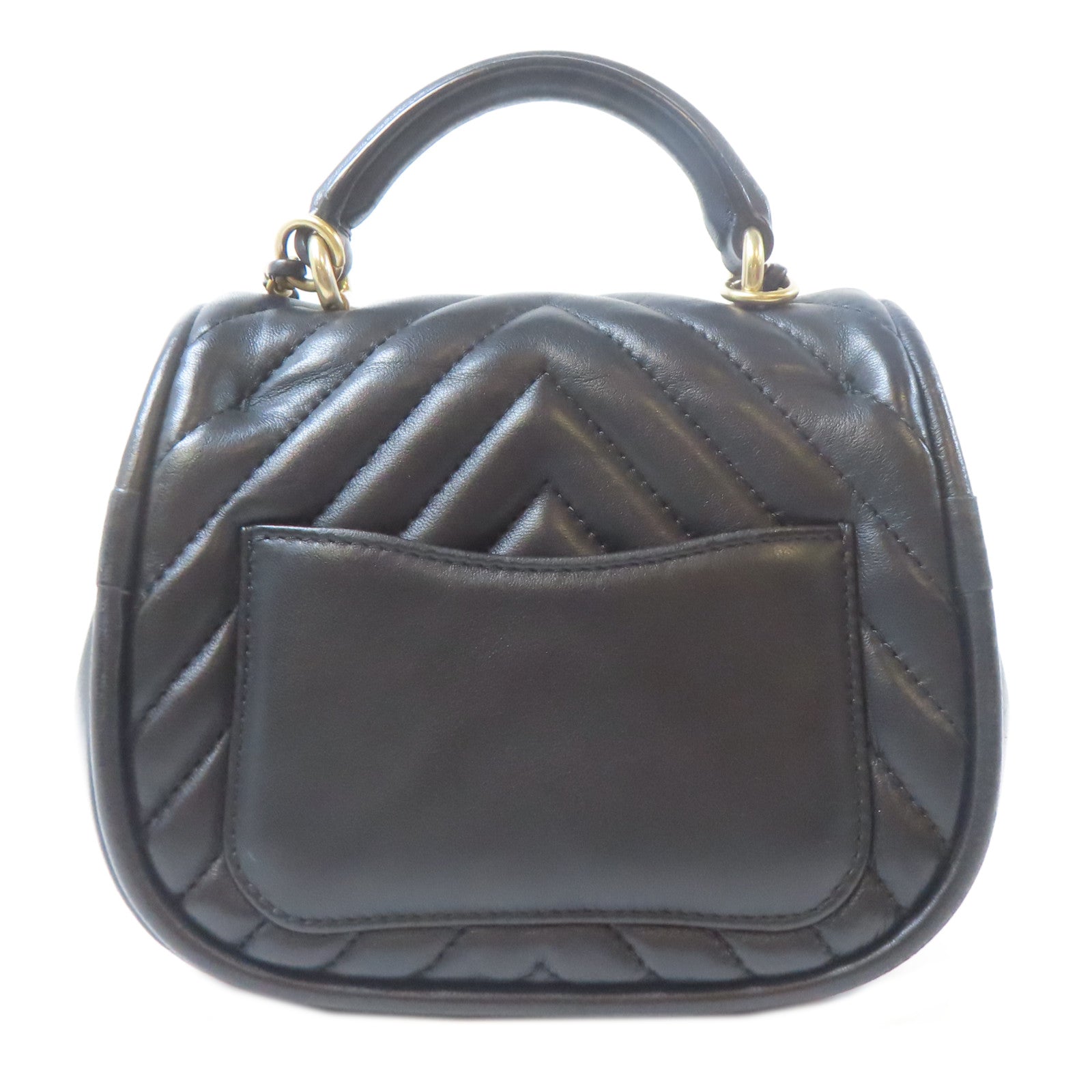 CHANEL 【激減優惠】斜紋羊皮皮革Crossbody Bag金扣鏈帶手挽肩背兩用袋黑色