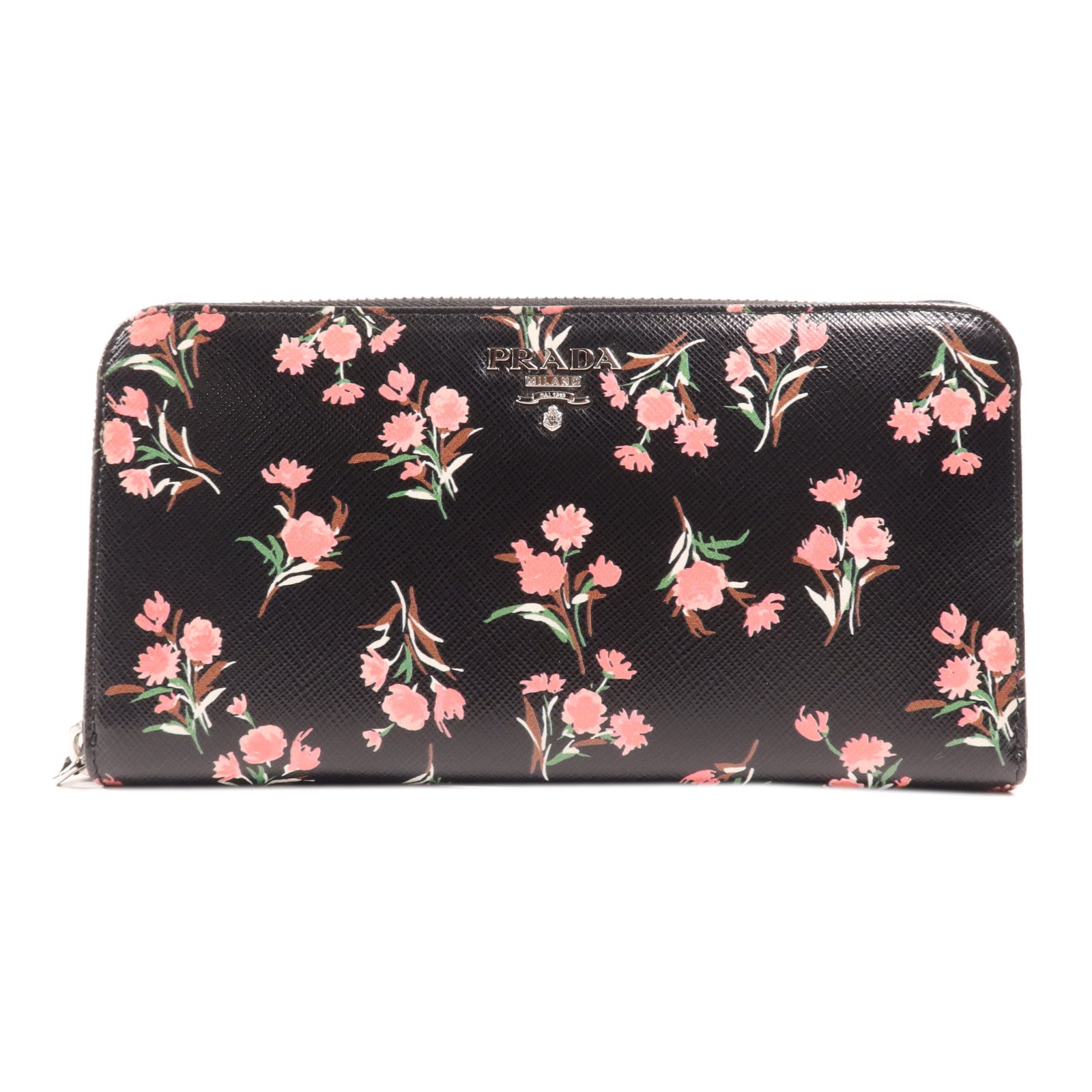 PRADA 牛皮皮革Long Wallet銀扣長錢包