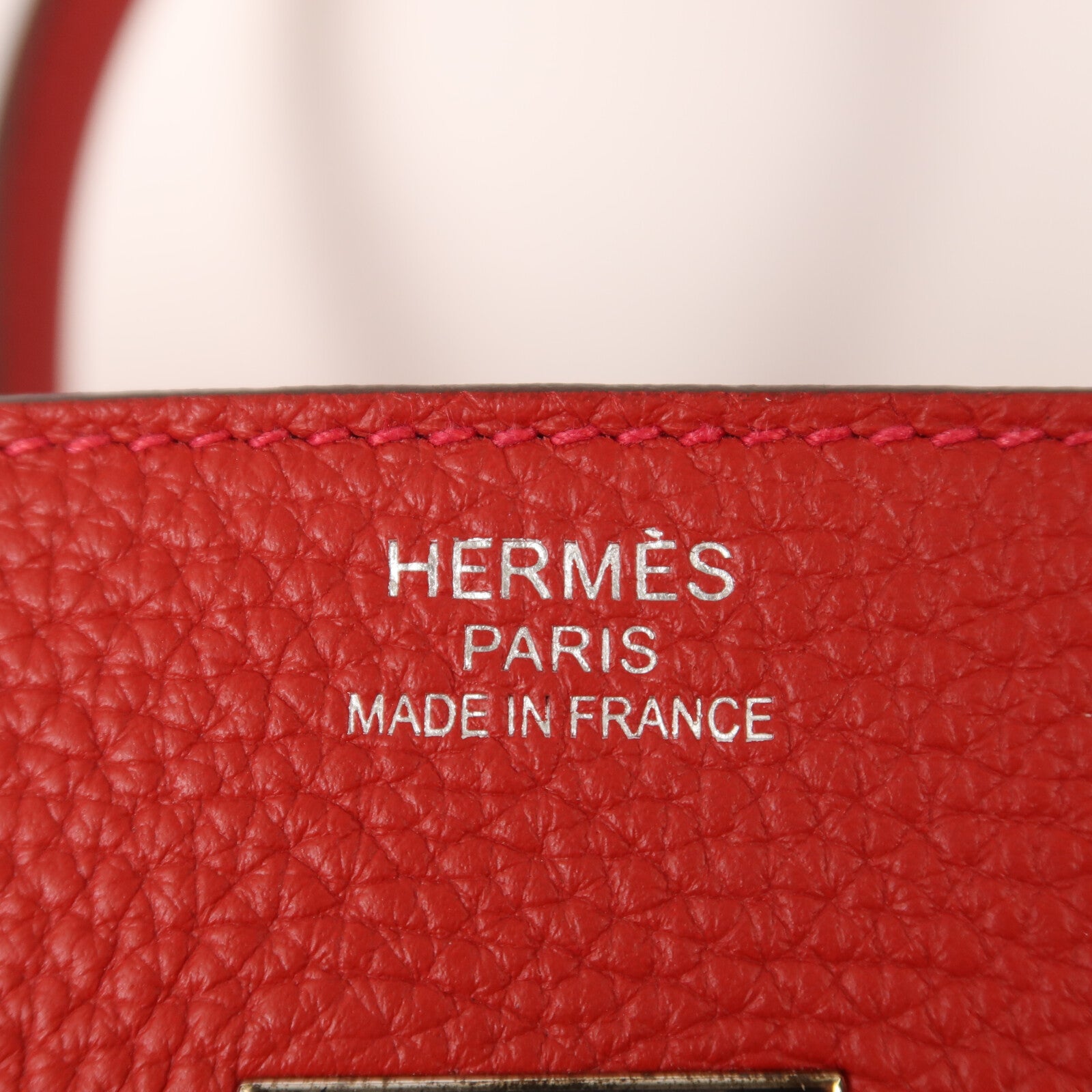HERMES Clemence皮革Birkin 35手挽袋Rouge Casaque