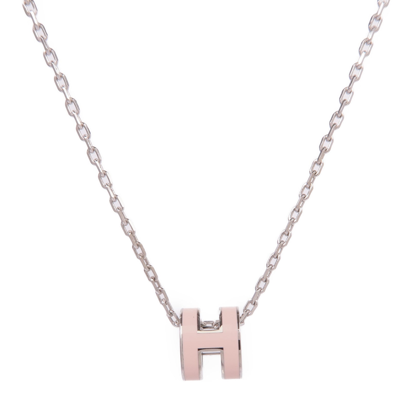 HERMES 金屬Mini Pop H Necklace項鍊Rose Sakura