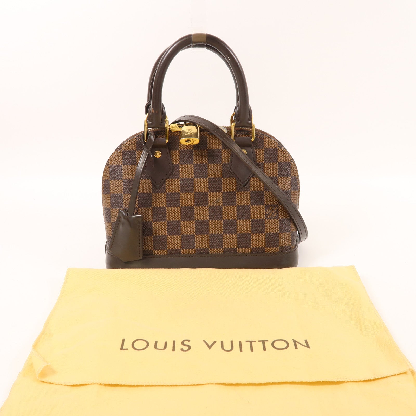 LOUIS VUITTON Damier Alma BB金扣手挽肩背兩用袋棕色