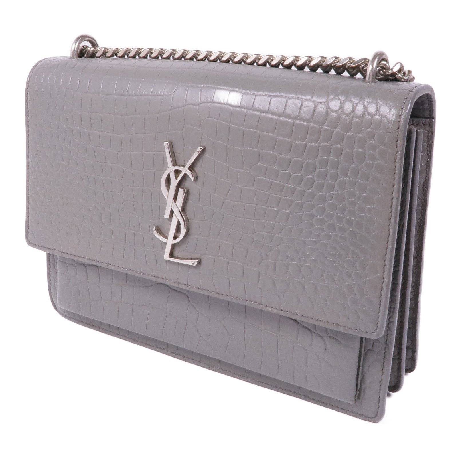 SAINT LAURENT 牛皮皮革Sunset Medium銀扣鏈帶肩背袋