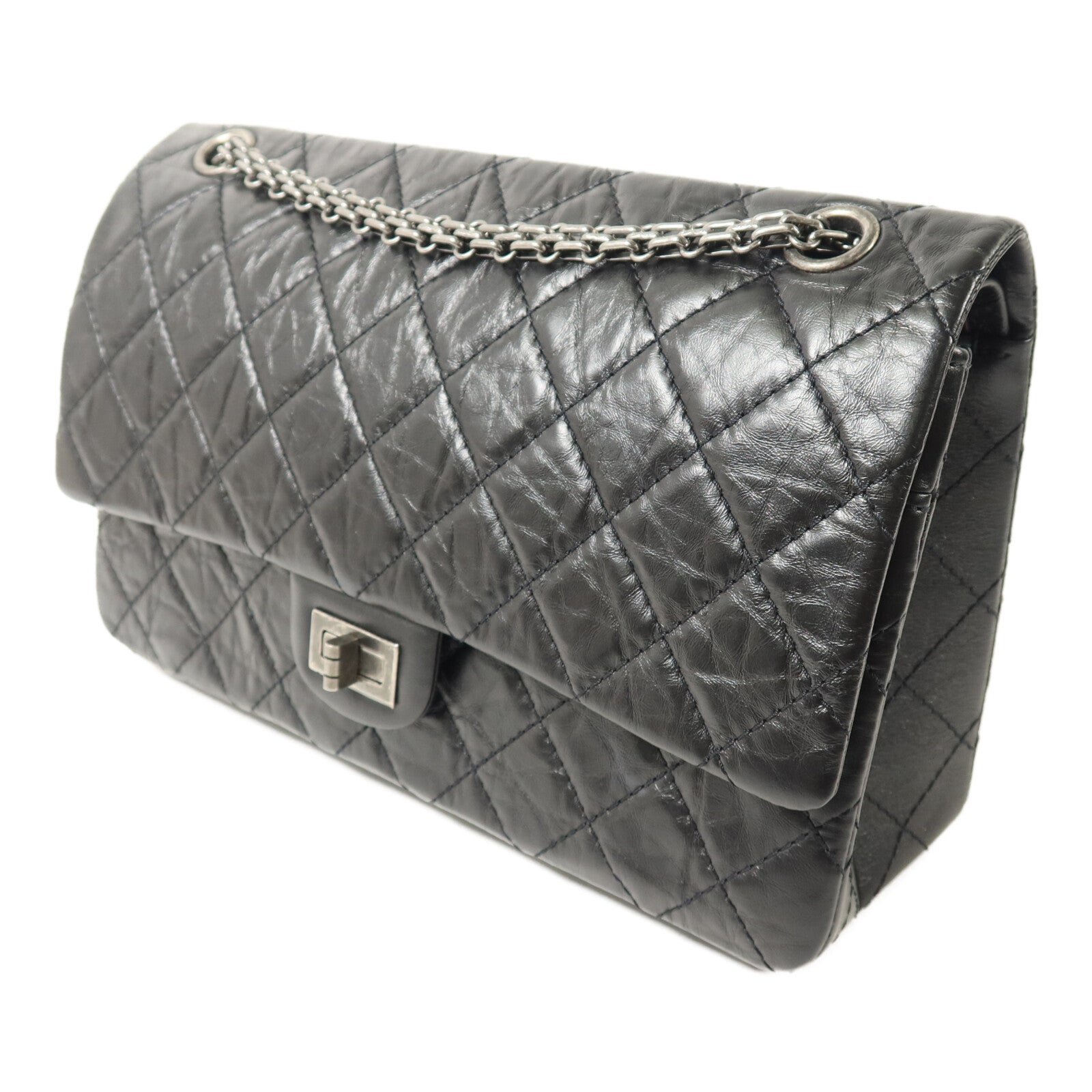 CHANEL 牛皮皮革2.55 28cm鏈帶手挽肩背兩用袋