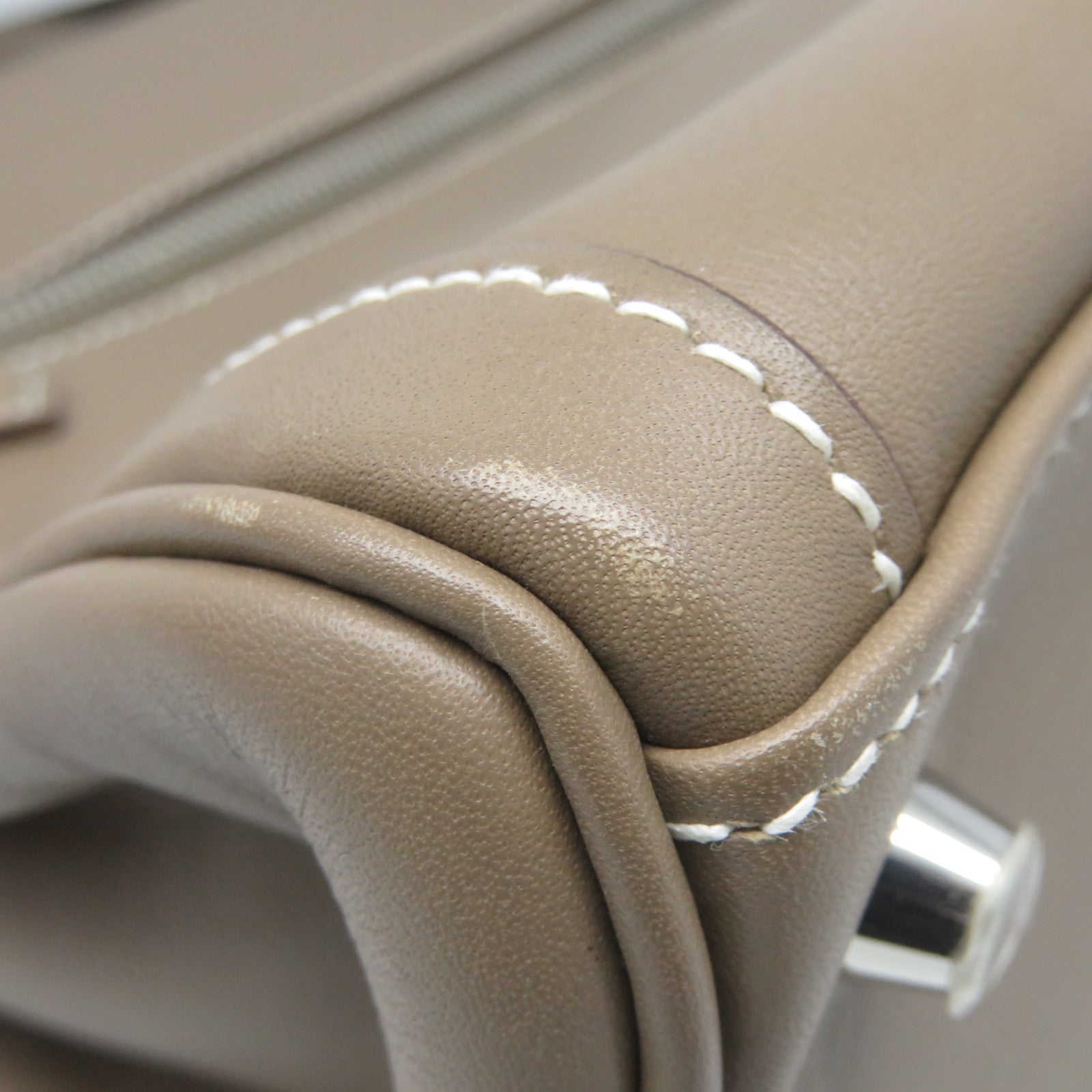 HERMES [Sharp discount] Swift leather Kelly Lakis 35 silver buckle handle bag etoupe beige
