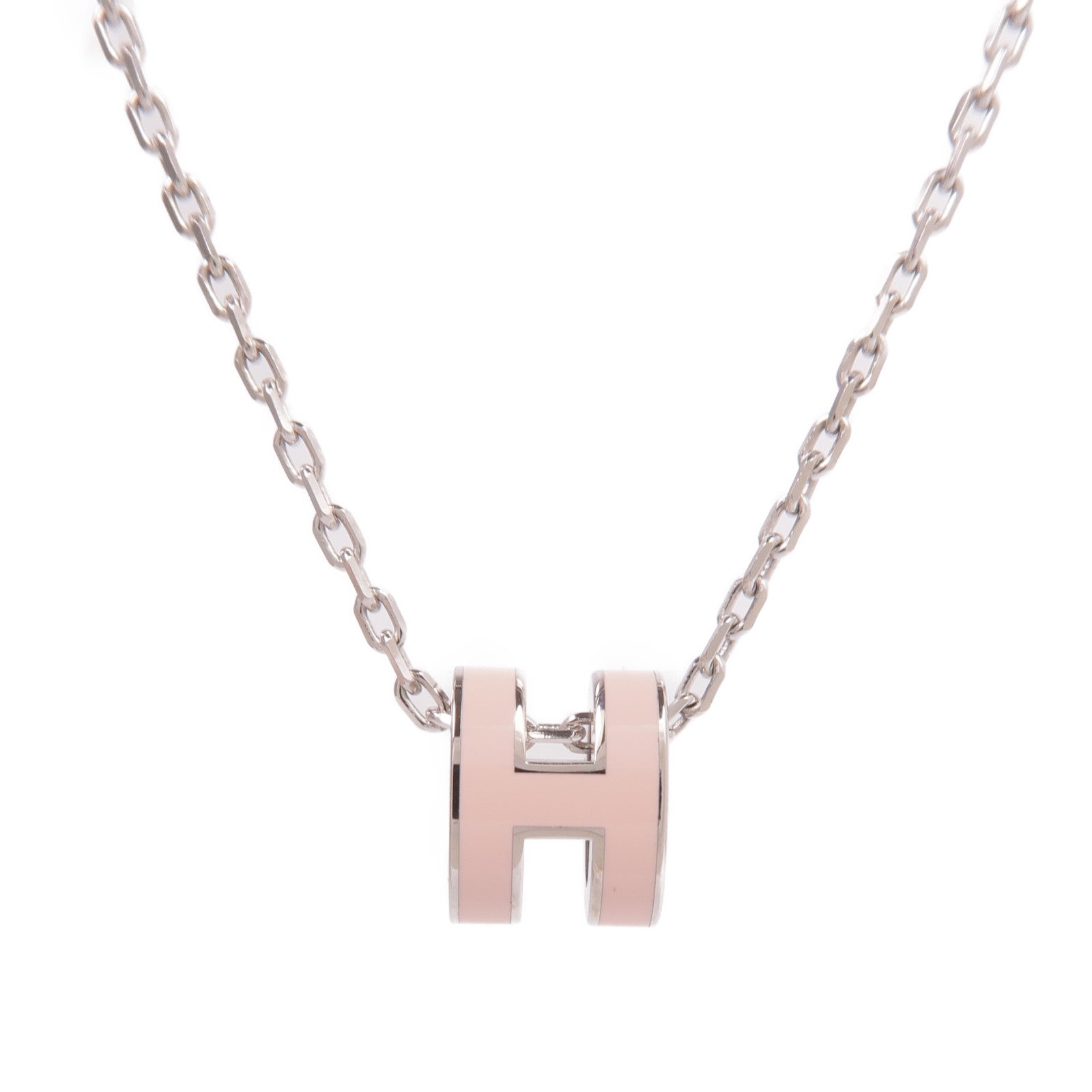 HERMES 金屬Mini Pop H Necklace項鍊Rose Sakura