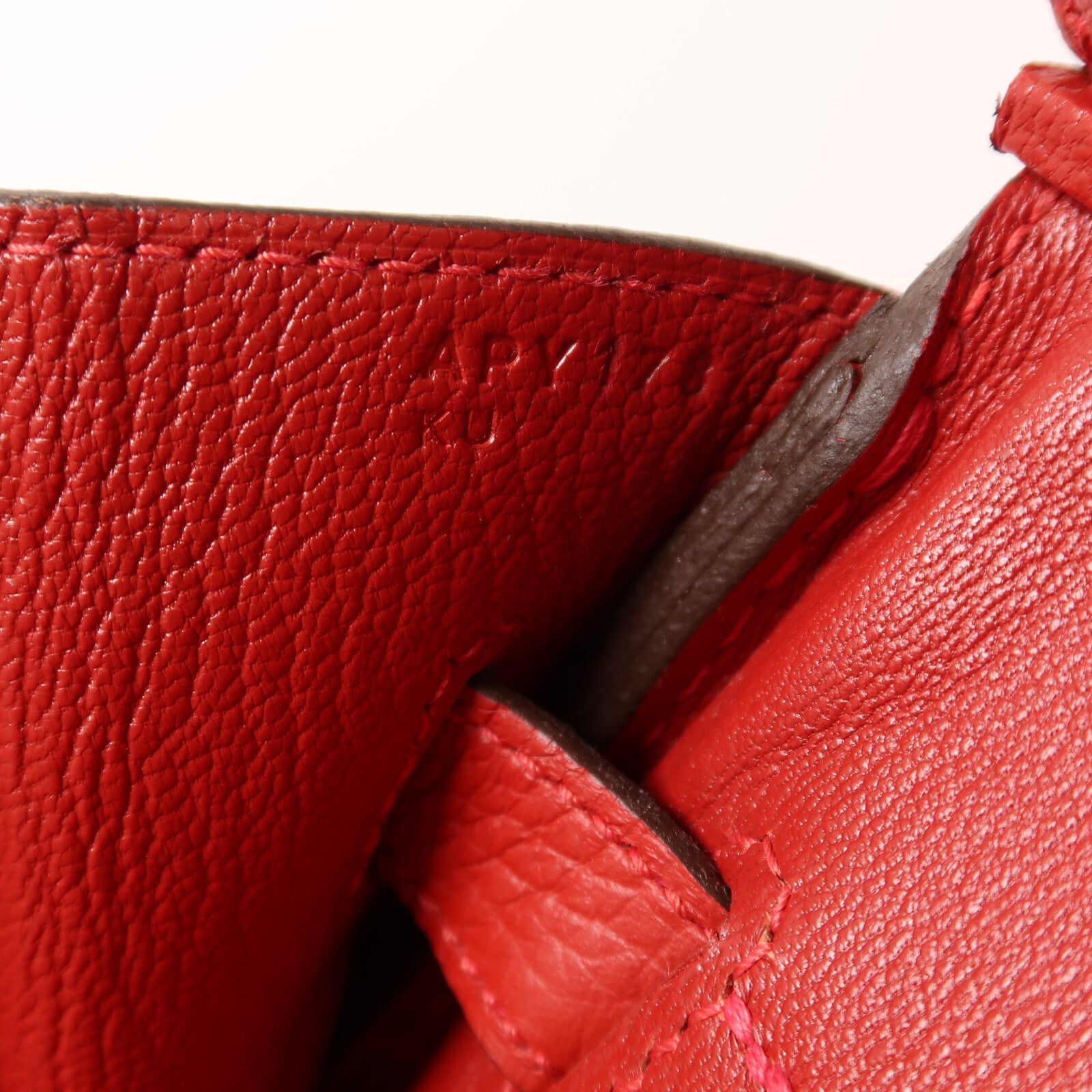 HERMES Clemence皮革Birkin 35手挽袋Rouge Casaque