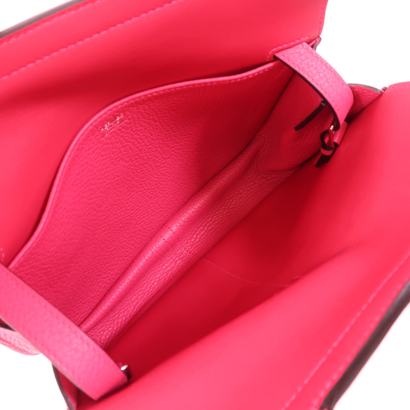 HERMES Clemence皮革Halzan 25銀扣手挽肩背兩用袋Framboise
