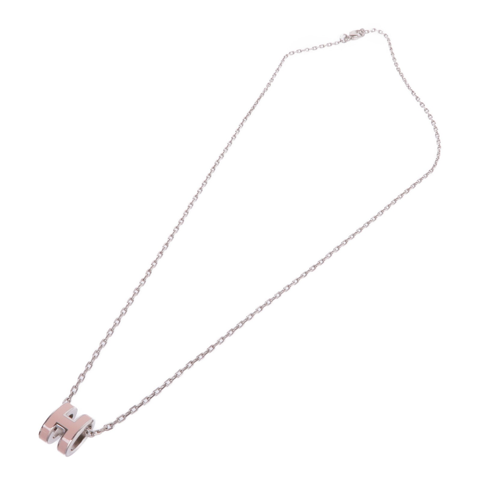 HERMES 金屬Mini Pop H Necklace項鍊Rose Sakura