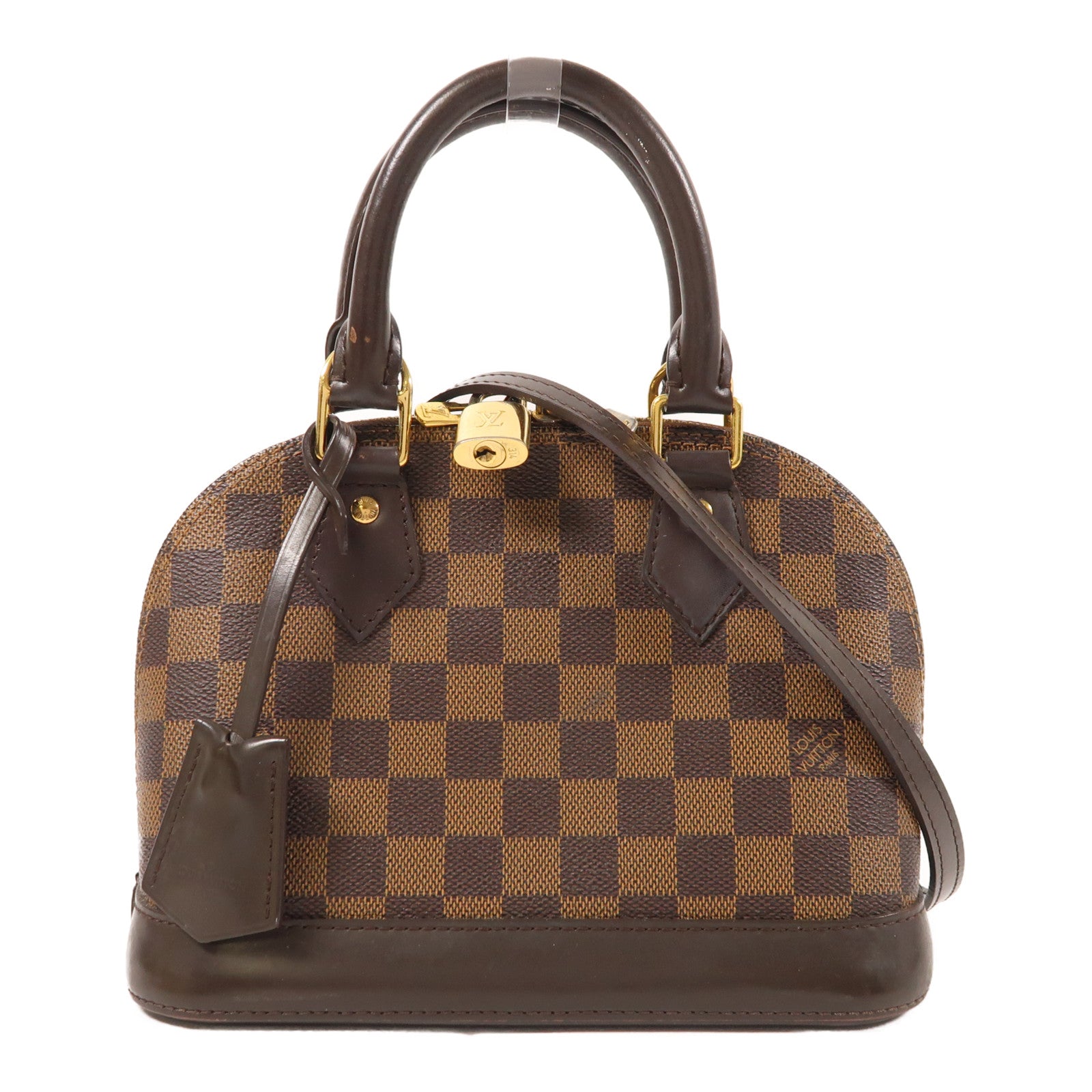 LOUIS VUITTON Damier Alma BB金扣手挽肩背兩用袋棕色