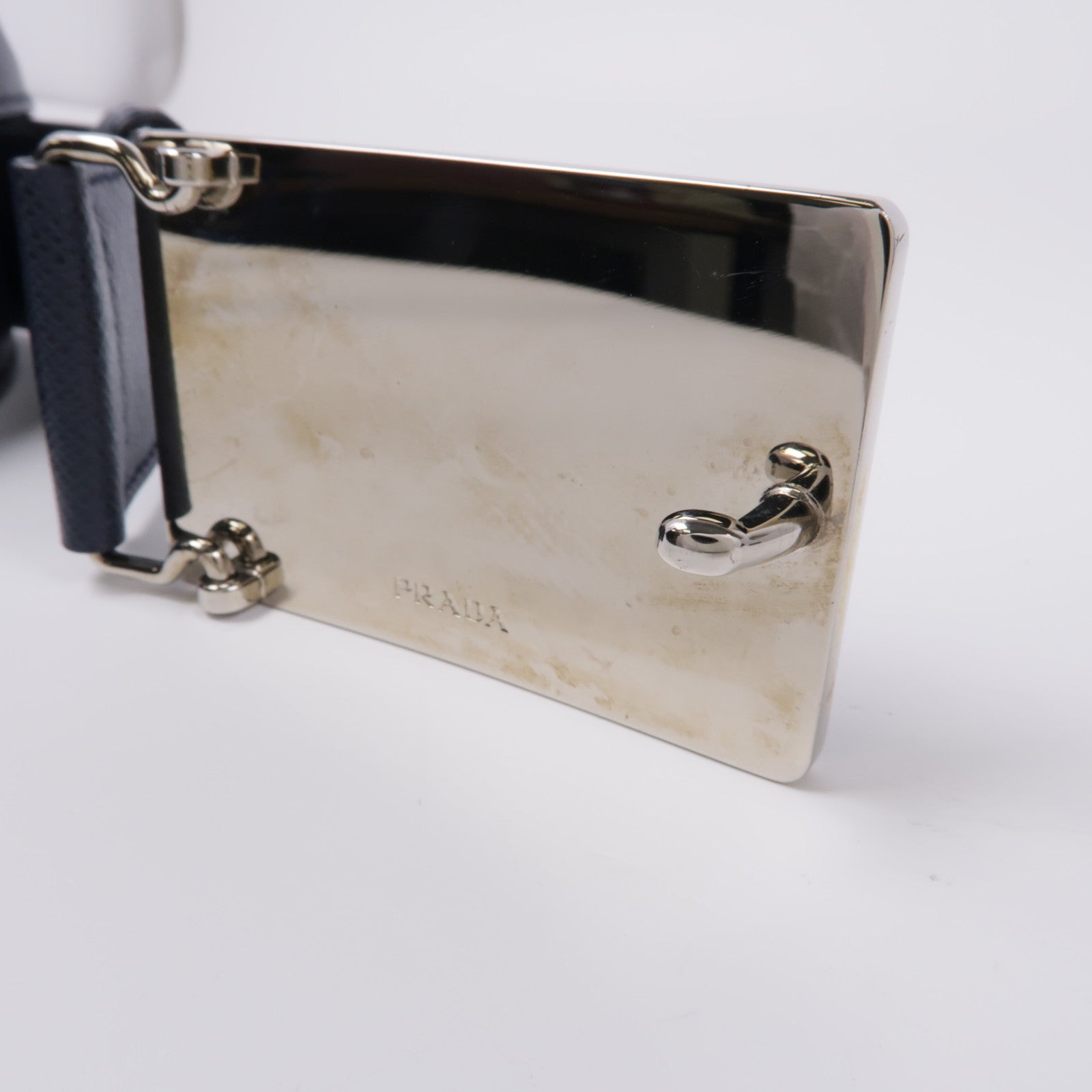 PRADA Saffiano皮革Belt銀扣皮帶