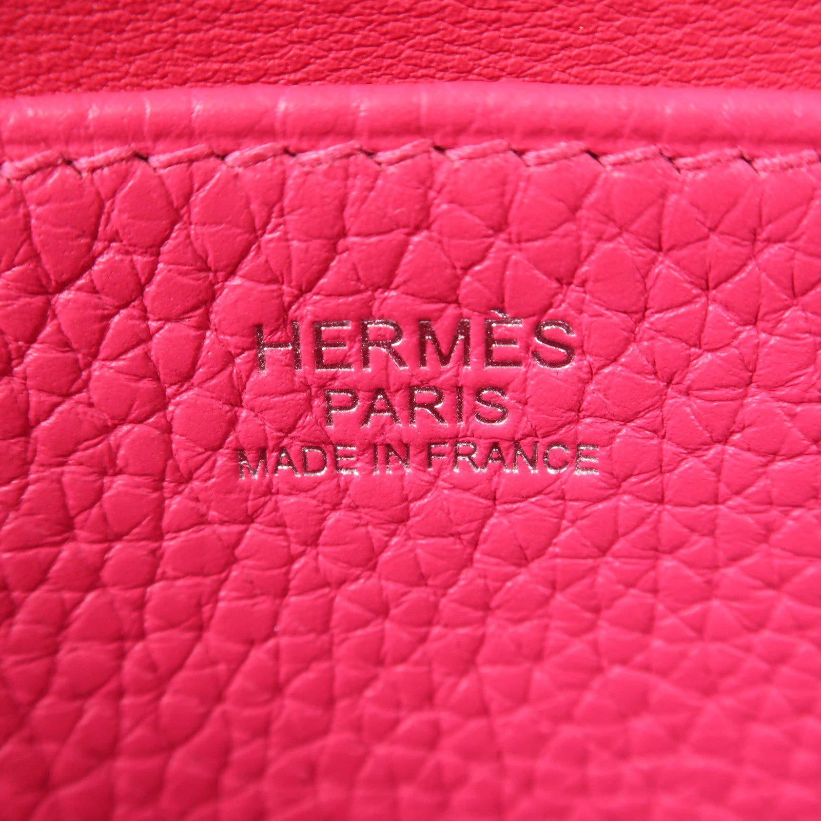 HERMES 【激減優惠】Clemence皮革Halzan 25銀扣手挽肩背兩用袋Framboise