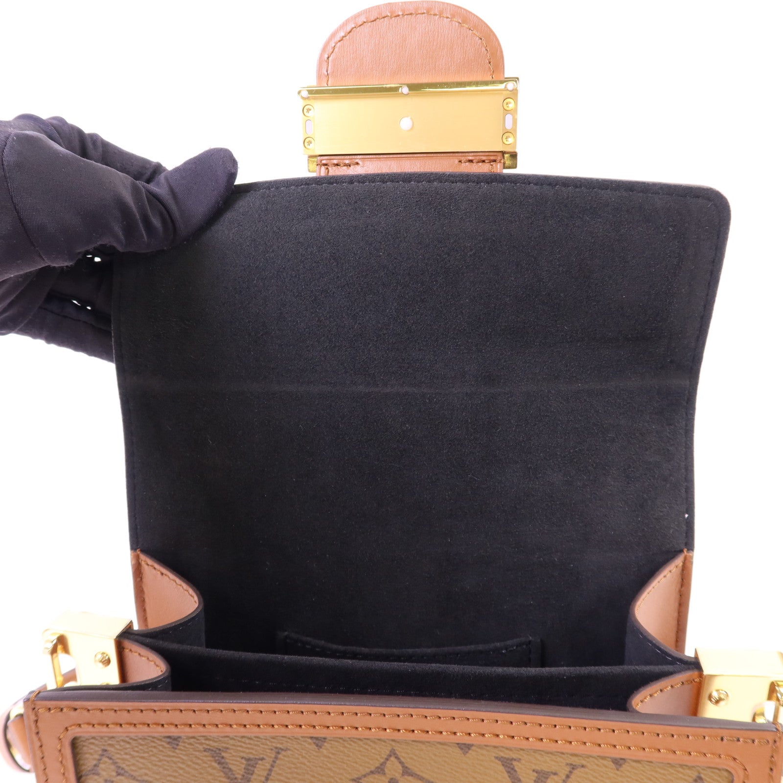 LOUIS VUITTON Monogram Reverse Mini Dauphine金扣肩背袋