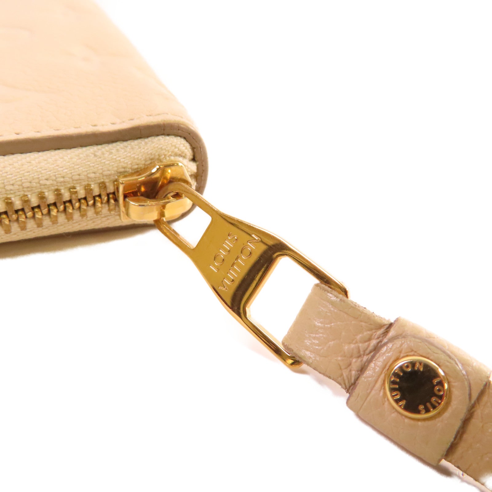 LOUIS VUITTON 【激減優惠】Monogram Empreinte Round Long Wallet金扣拉鏈長錢包杏色
