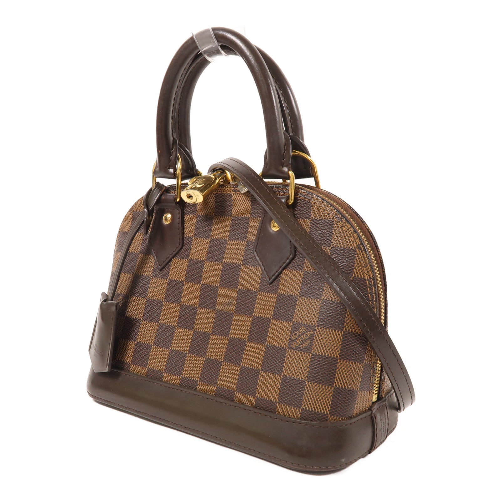 LOUIS VUITTON Damier Alma BB金扣手挽肩背兩用袋棕色