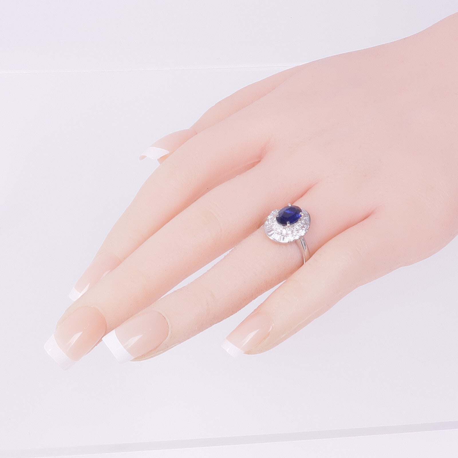 JEWELRY PT900鉑金Sapphire Diamond Ring藍寶石/鑽石戒指US#6.25