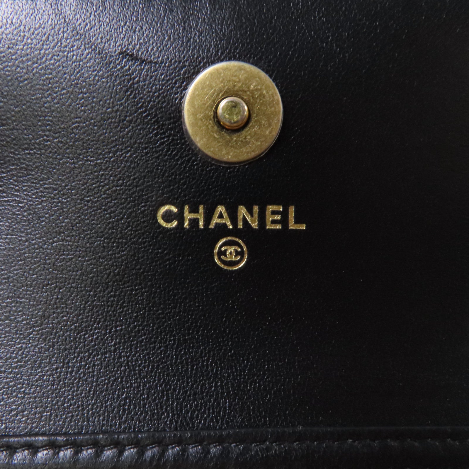 CHANEL 菱格羊皮皮革Bag金扣鏈帶肩背袋黑色