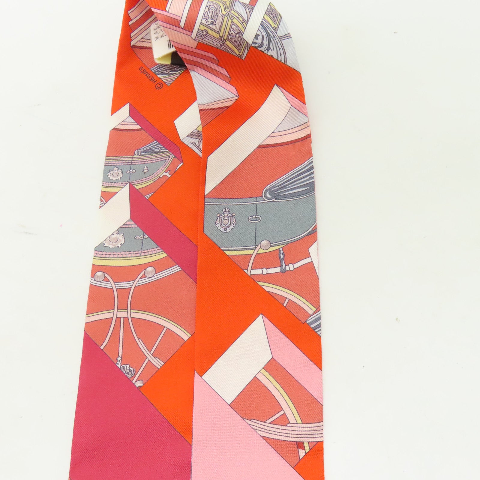HERMES 【激減優惠】絲質Twilly絲巾紅色/粉紅色/白色