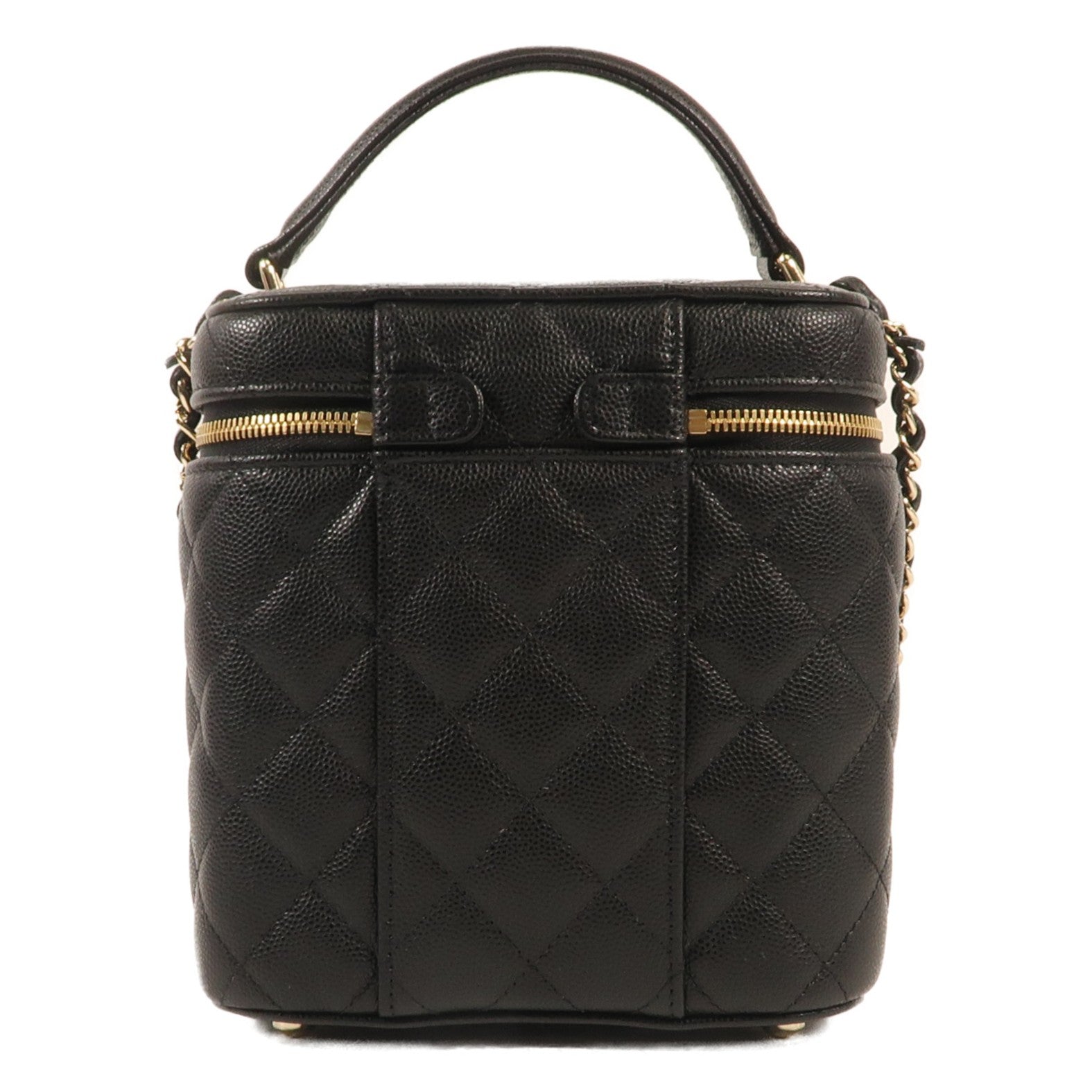 CHANEL 牛皮皮革Vanity Case金扣鏈帶手挽肩背兩用袋