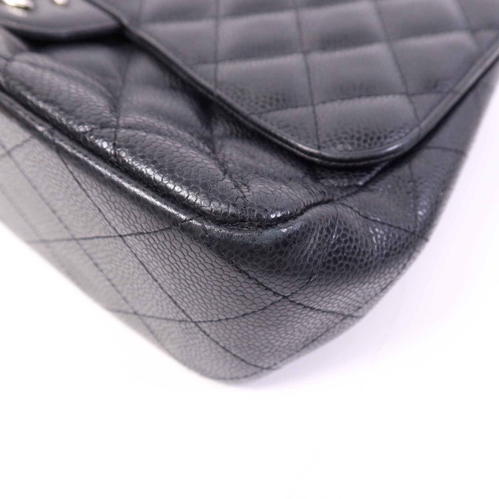 CHANEL 【激減優惠】牛皮皮革Large Classic銀扣鏈帶肩背袋