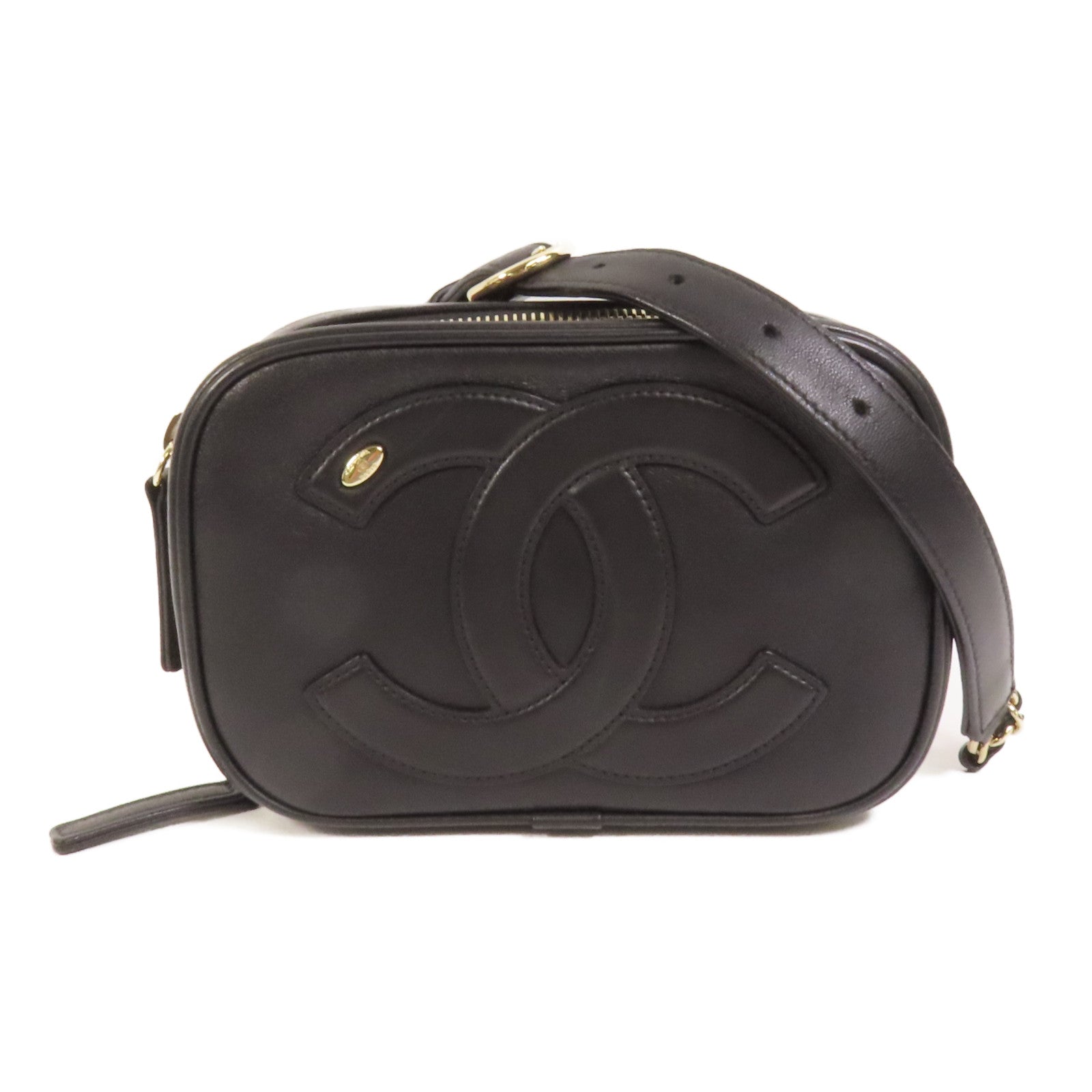 CHANEL 【激減優惠】牛皮皮革CC Mania Waist Bag金扣鏈帶腰包