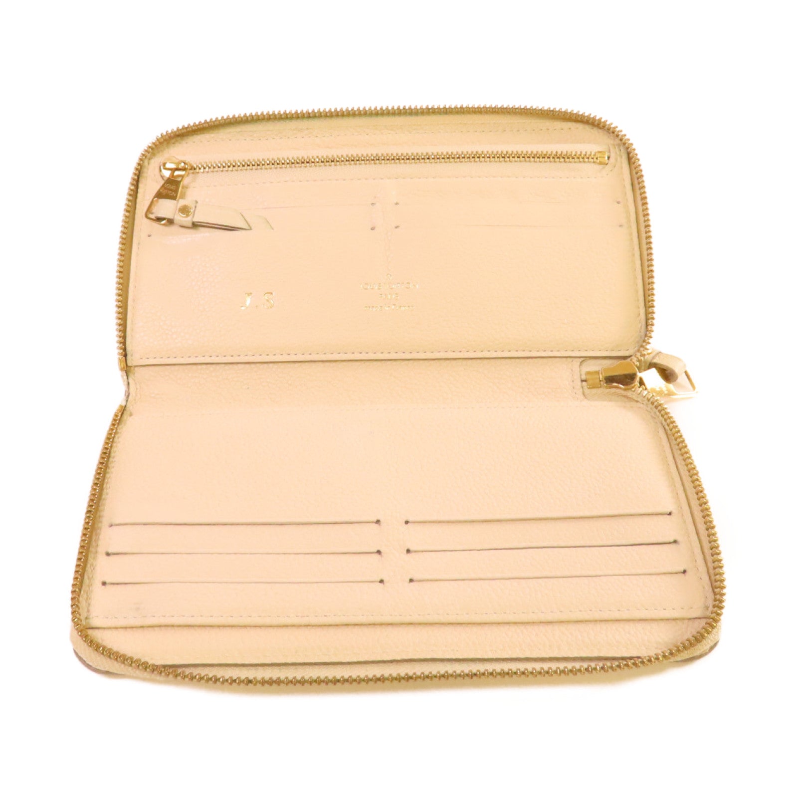 LOUIS VUITTON 【激減優惠】Monogram Empreinte Round Long Wallet金扣拉鏈長錢包杏色