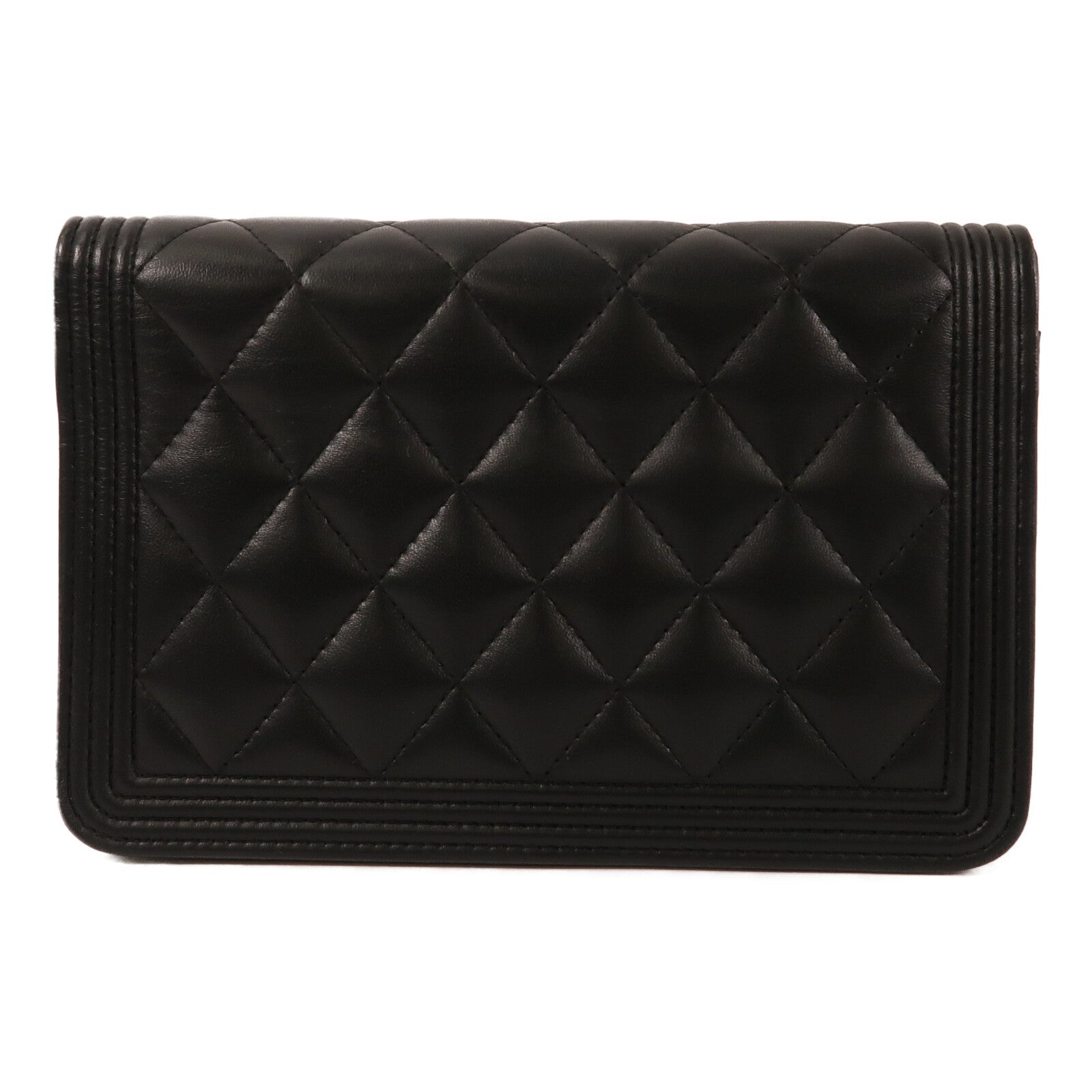 CHANEL 羊皮皮革Boy Wallet On Chain So Black鏈帶肩背袋