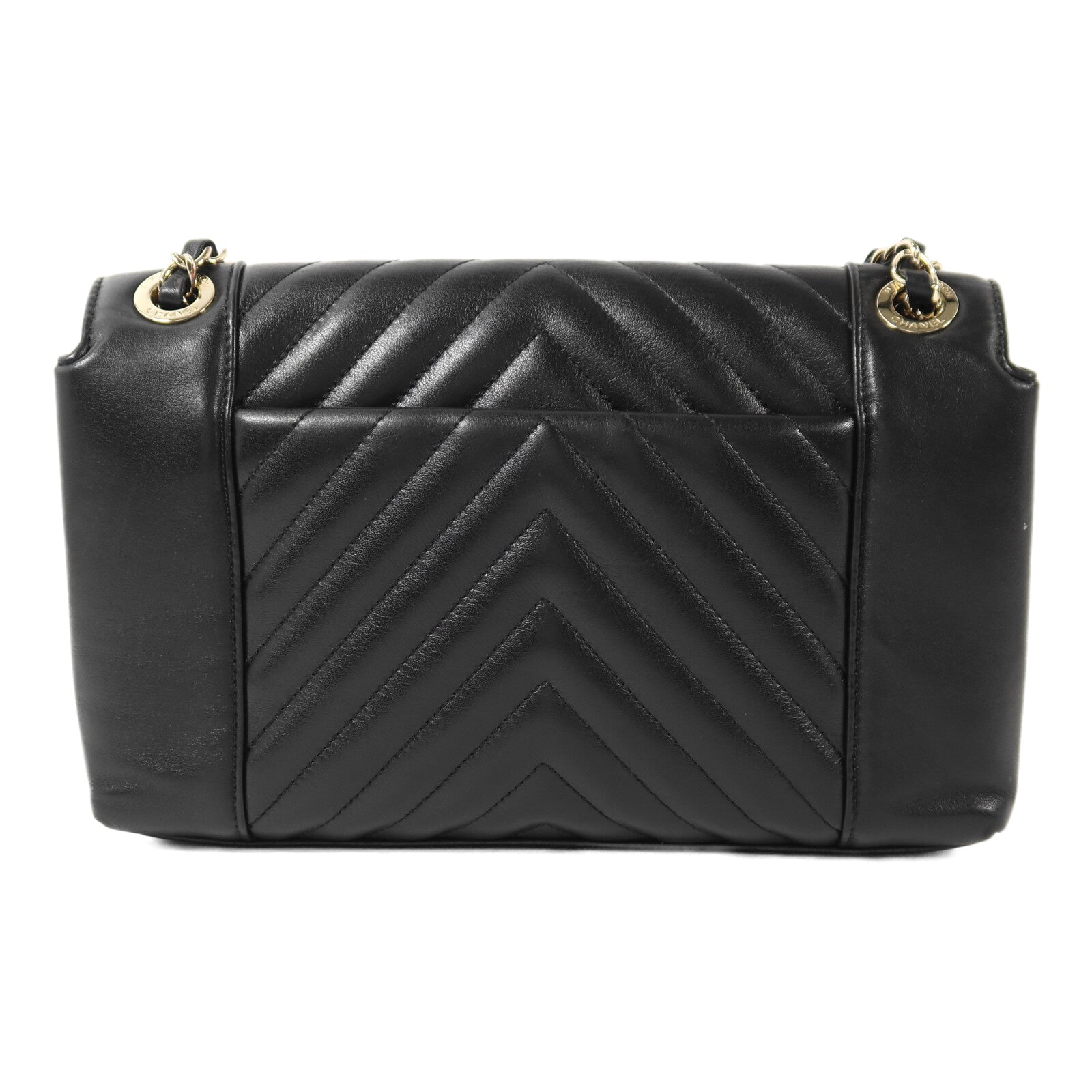 CHANEL 牛皮皮革Chain Shoulder金扣鏈帶肩背袋