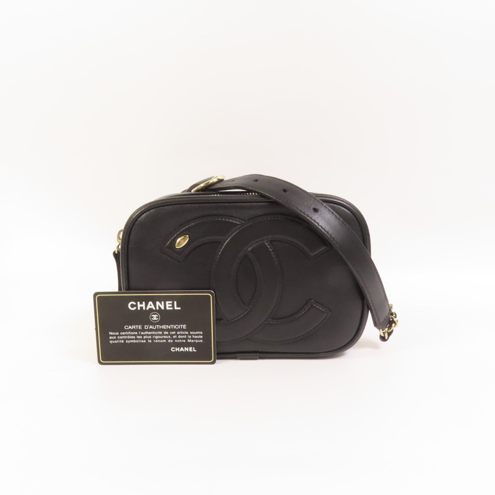 CHANEL 牛皮皮革CC Mania Waist Bag金扣鏈帶腰包