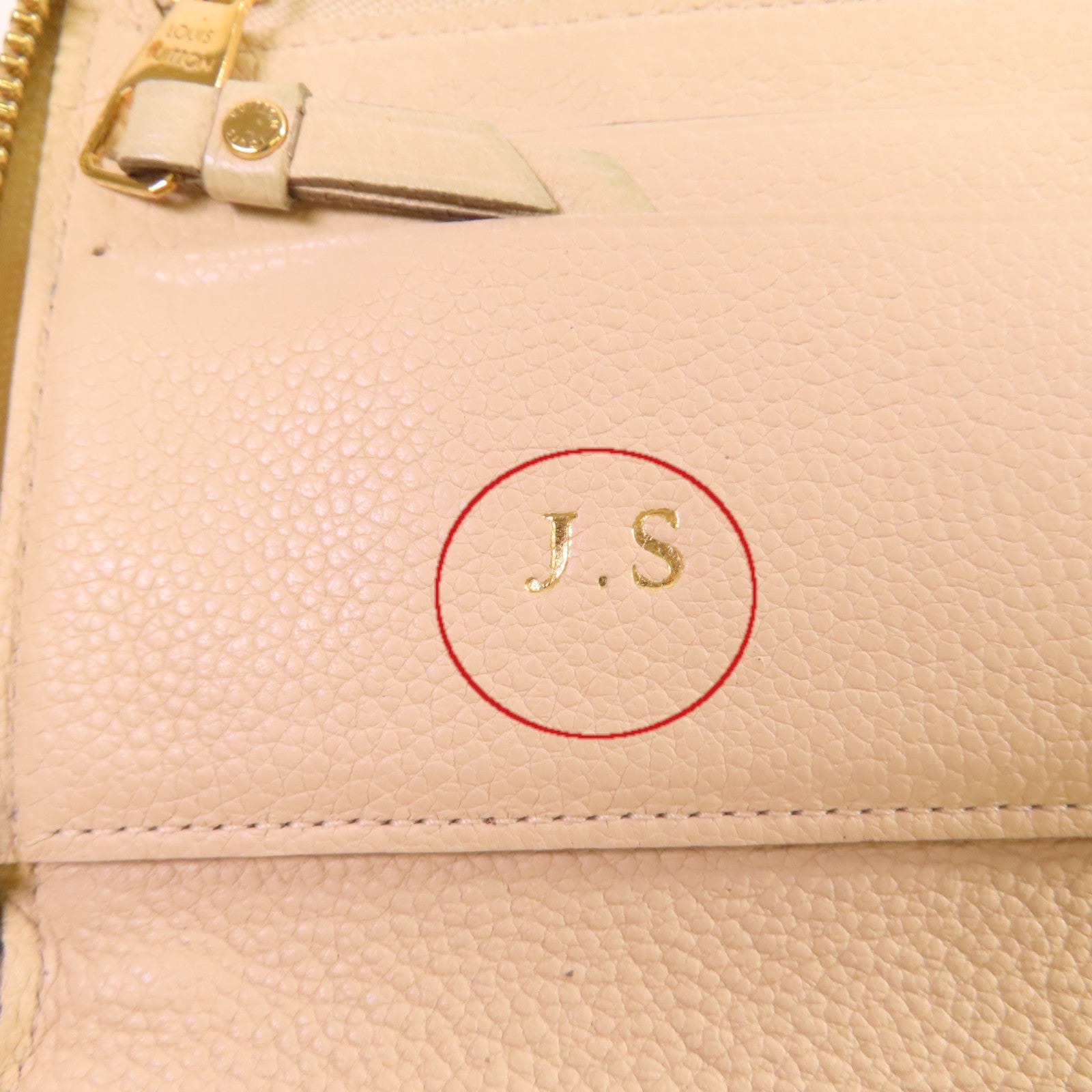 LOUIS VUITTON 【激減優惠】Monogram Empreinte Round Long Wallet金扣拉鏈長錢包杏色