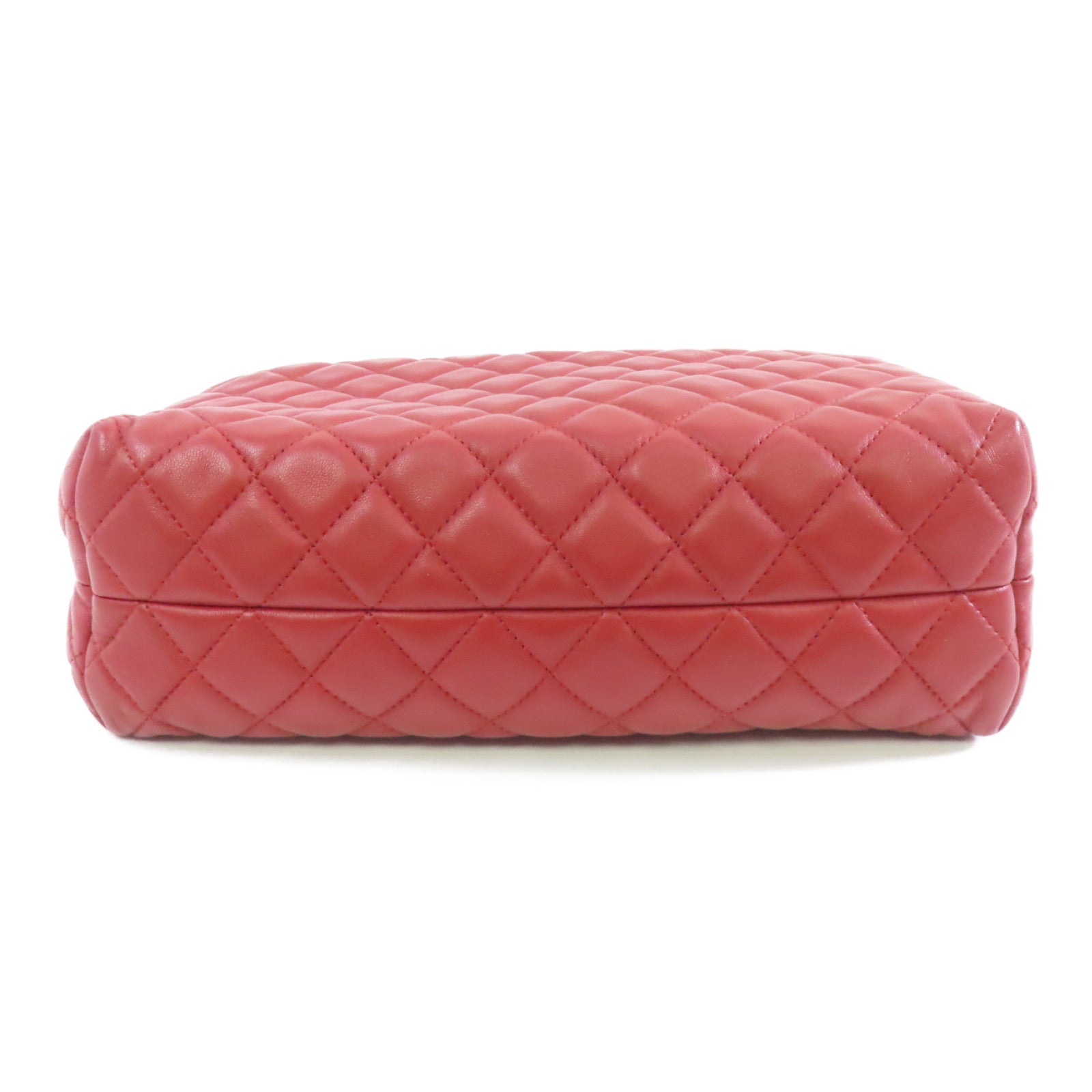 CHANEL 【激減優惠】菱格羊皮皮革Handbag銀扣手挽袋紅色