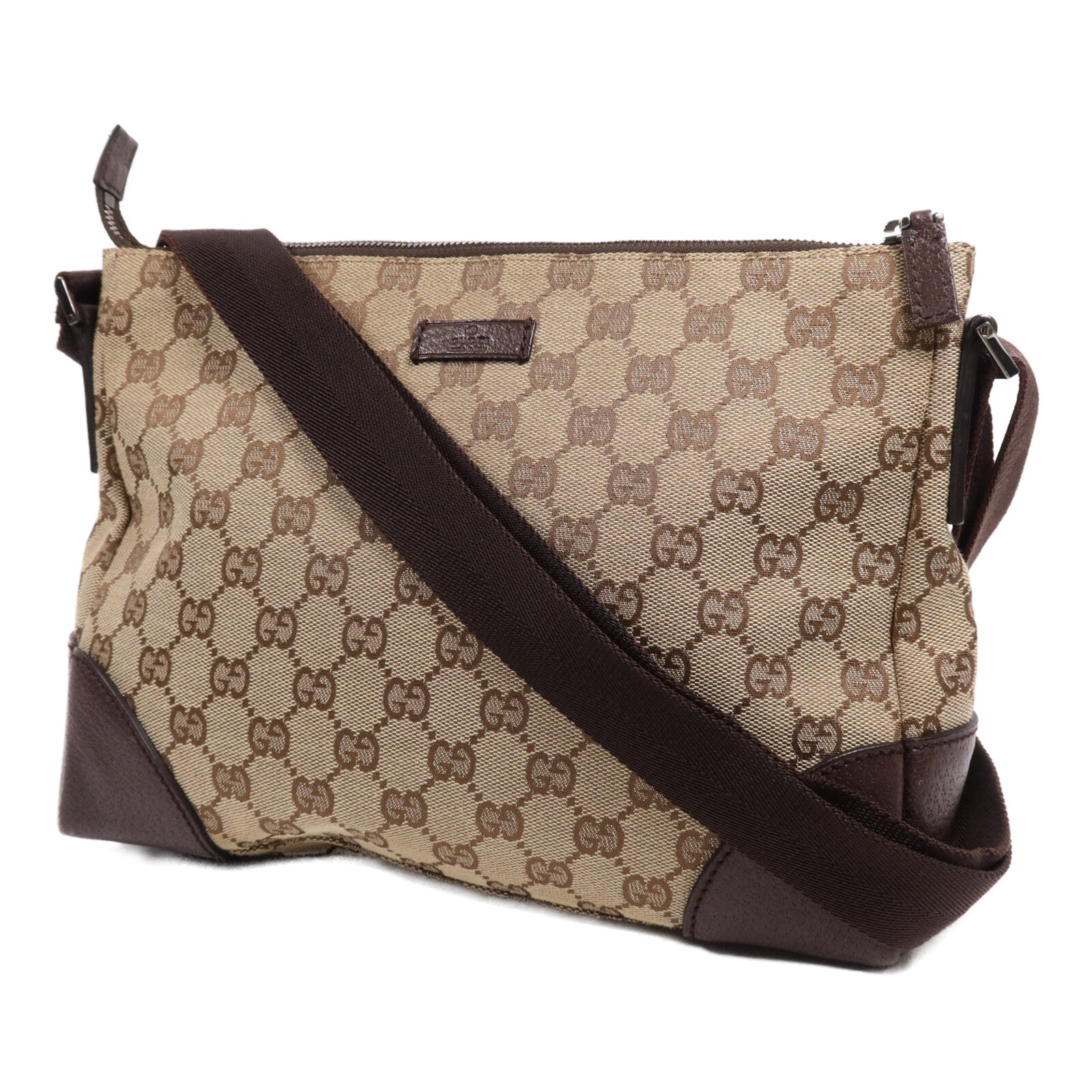 GUCCI 帆布Shoulder Bag銀扣肩背袋