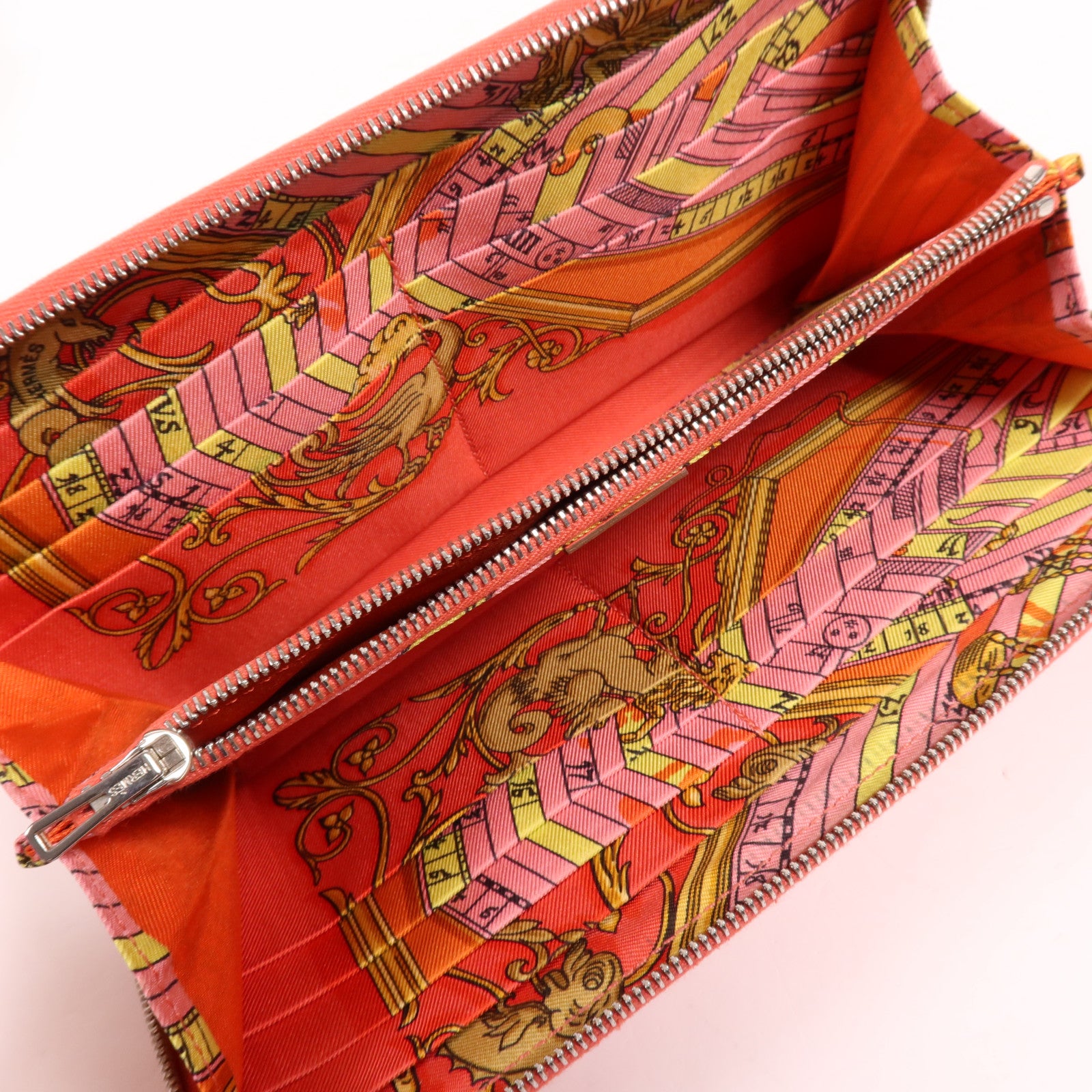 HERMES Clemence皮革Long Wallet銀扣長錢包Rose Jaipur