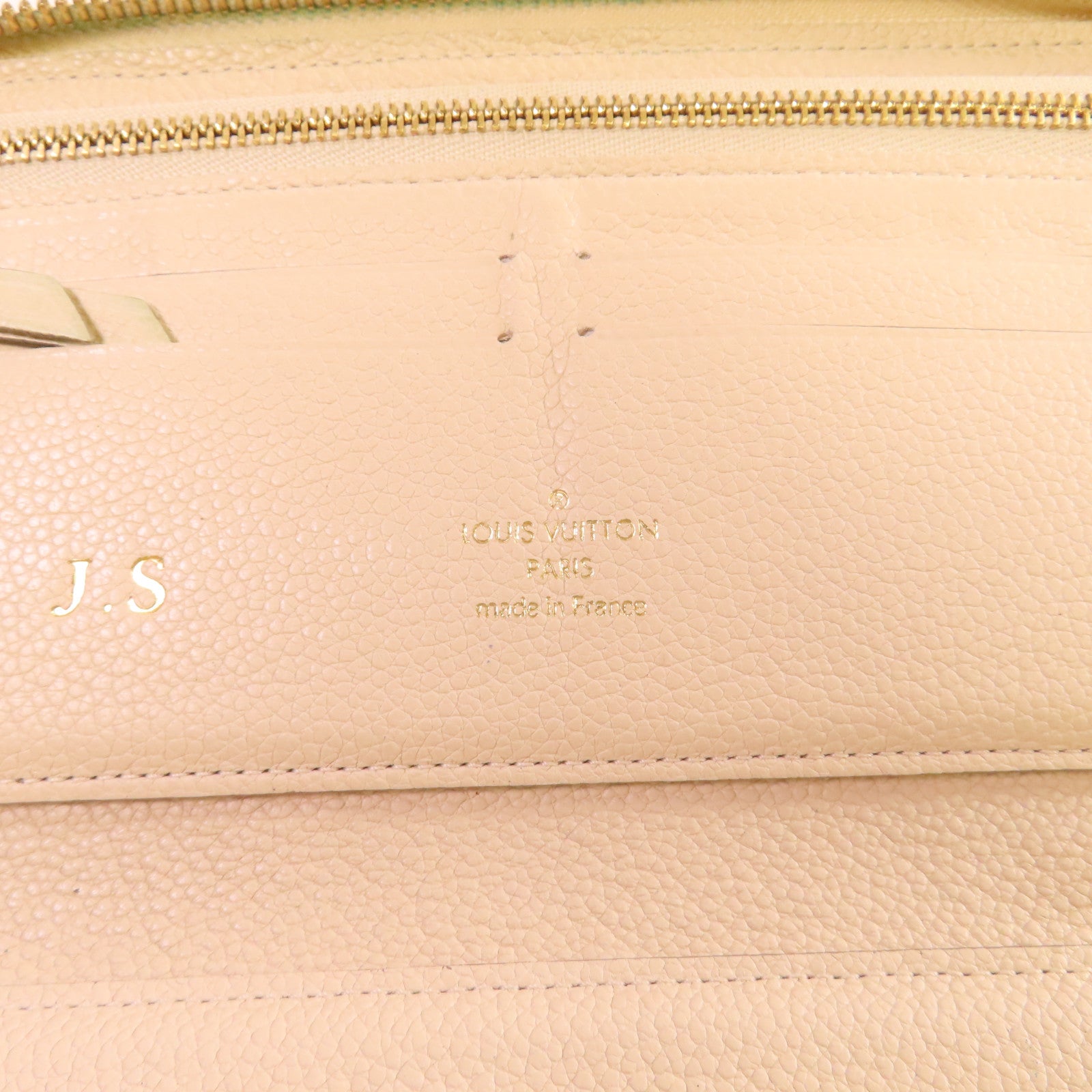 LOUIS VUITTON 【激減優惠】Monogram Empreinte Round Long Wallet金扣拉鏈長錢包杏色